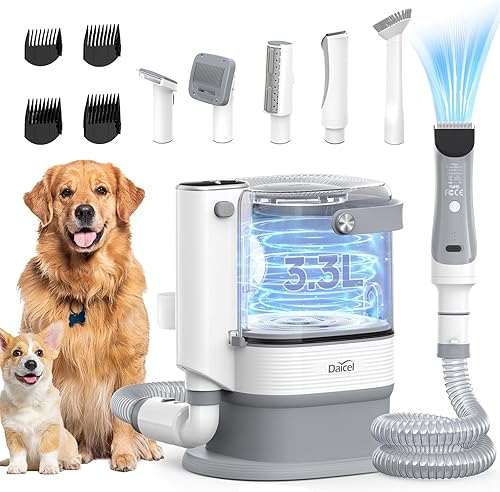 DAICEL Kit de aseo y aspiradora para perros, aspiradora fuerte de 13000 Pa para el aseo de perros con 6 herramientas de aseo, 3.3 L de gran
