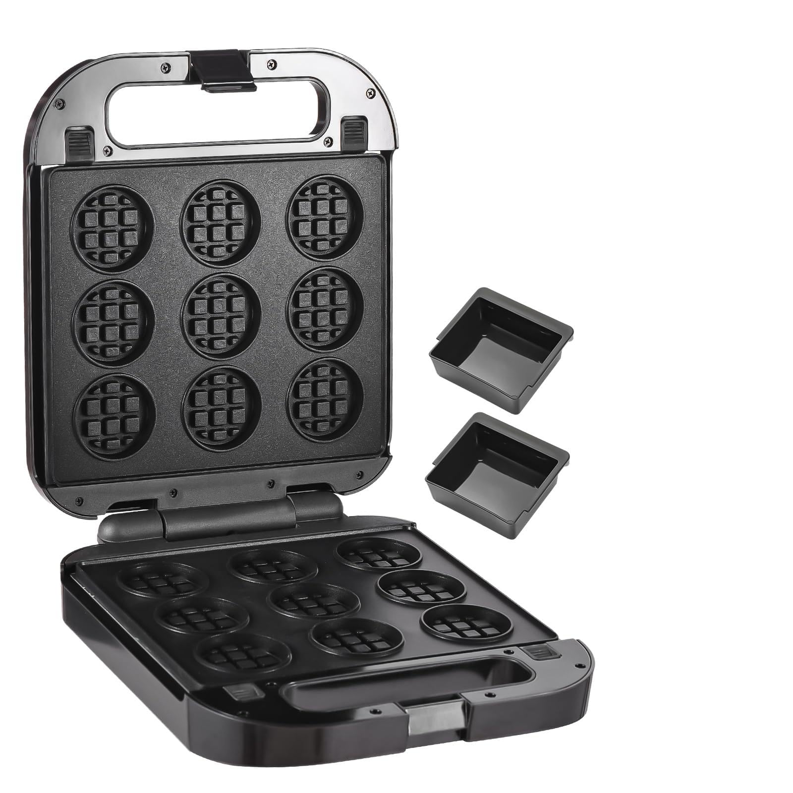 Opiekacz do Kanapek Waflowych 1400 W Wydajne, Nieprzywierające Talerze na śniadanie i Podwieczorek Użyj ABS, Czarny, 14,17 X 11,42 X 4,92 Cala dla Domowych Kucharzy i Profesjonalnych Szefów