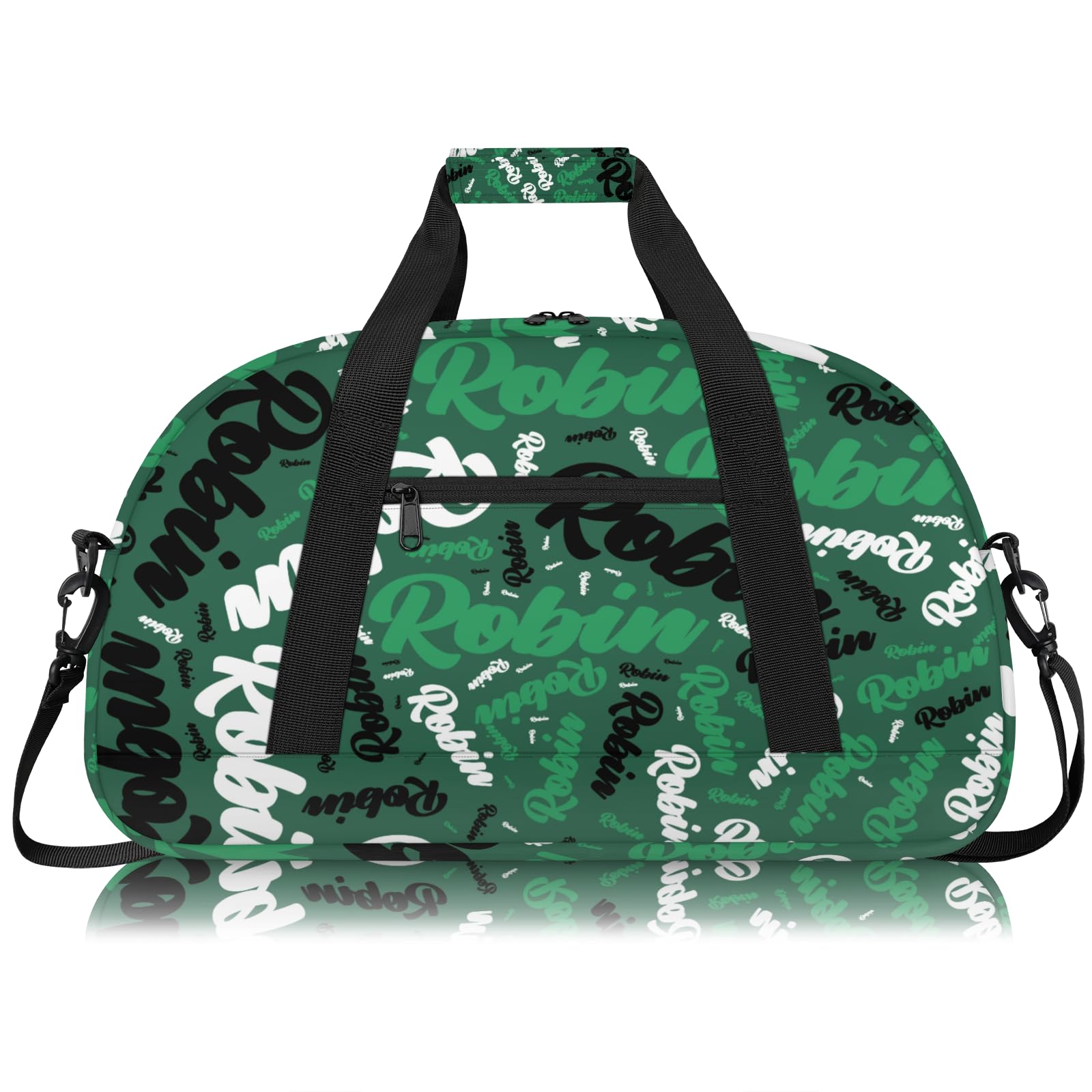 Personalized Sport-Gym-Swimming-Bag for Kids Custom Duffel Travel Bag for Boy Girl Dance Gymnastics Bag Overnight Weekend Bag Green Black White