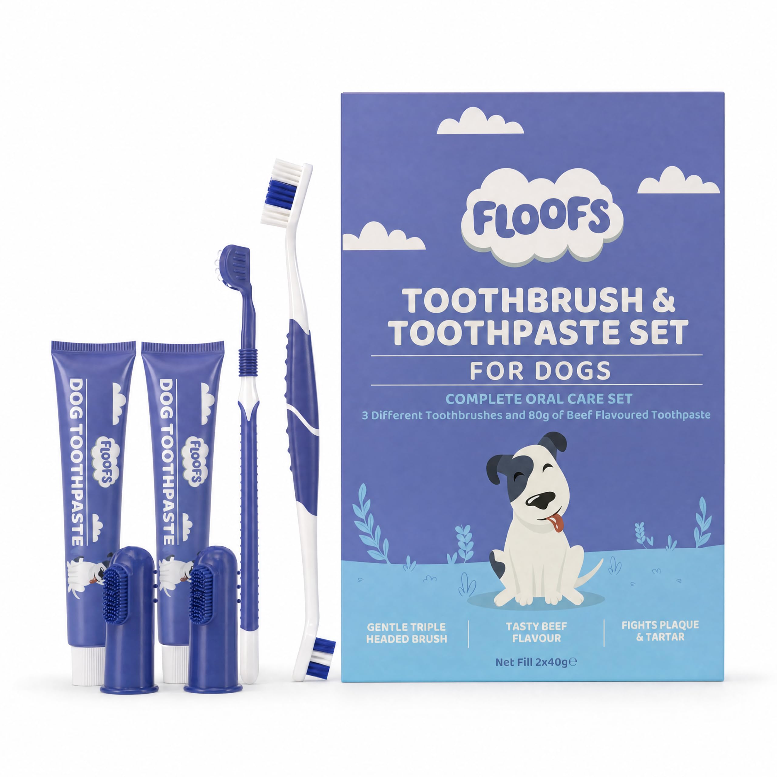 Floofs Dog Toothbrush and Toothpaste, Cat Toothpaste, Dog Teeth Cleaning