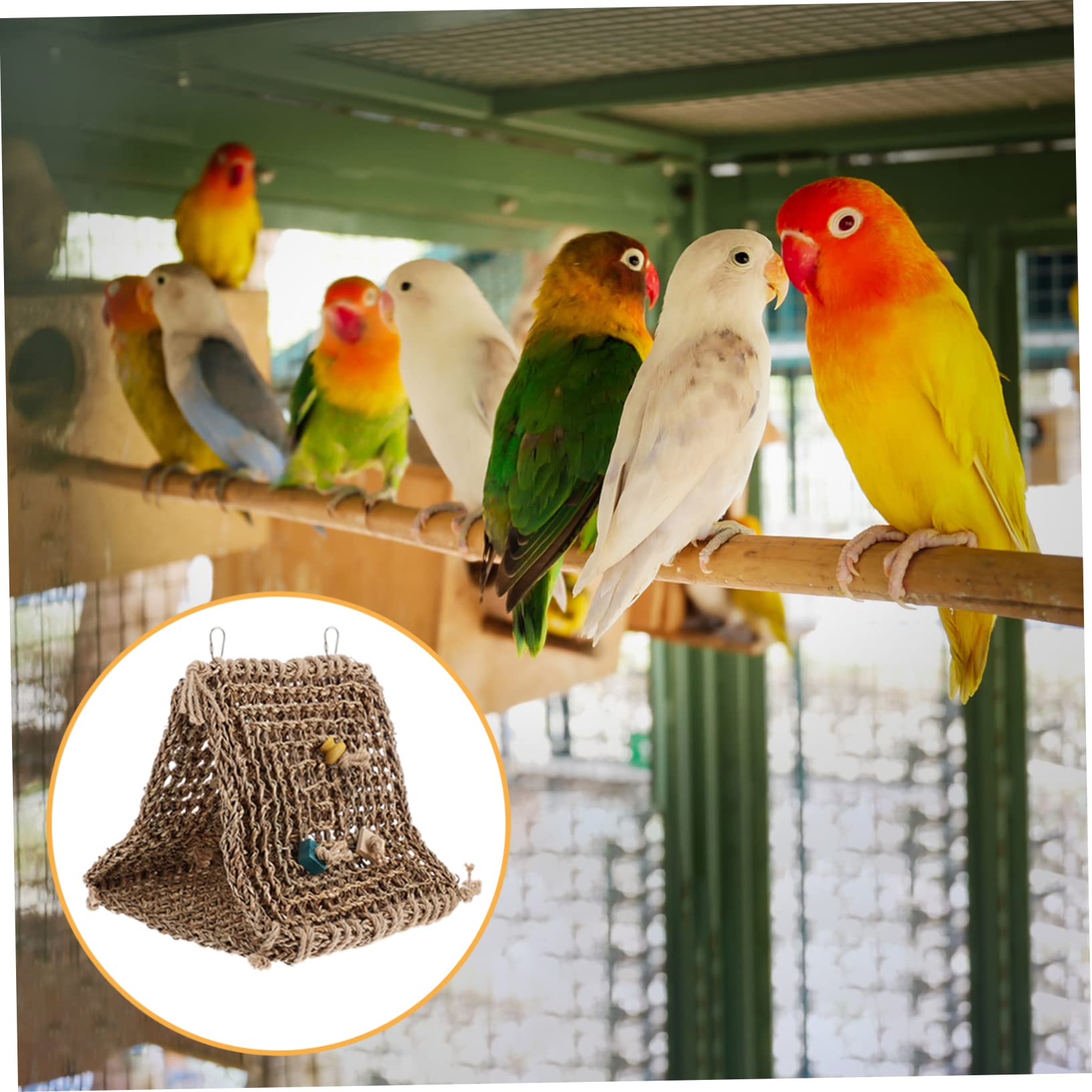 Rattan Papageienbett Nest mit Schnelltrocknendem Material und Hängendem Design Vogelschutz für Käfig Inklusive Zufälligem Zubehör für Vögel Zufälliger Stil