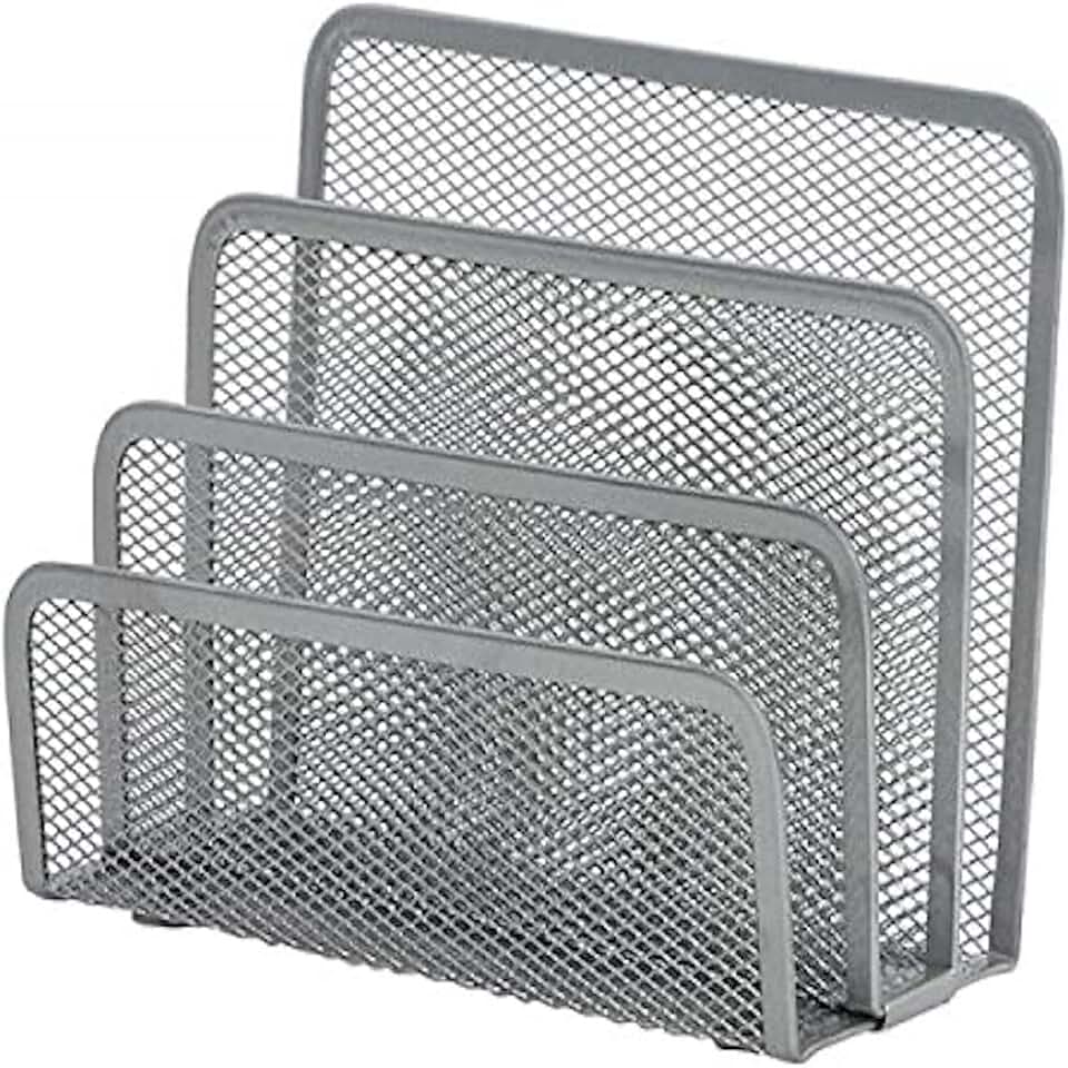Desktop Mail Sorter Q-CONNECT Metal 3 Compartments Silver/Presentation/Type-Desktop/Kind-for Mail/Material-Metal/Dividers-3 / Colo