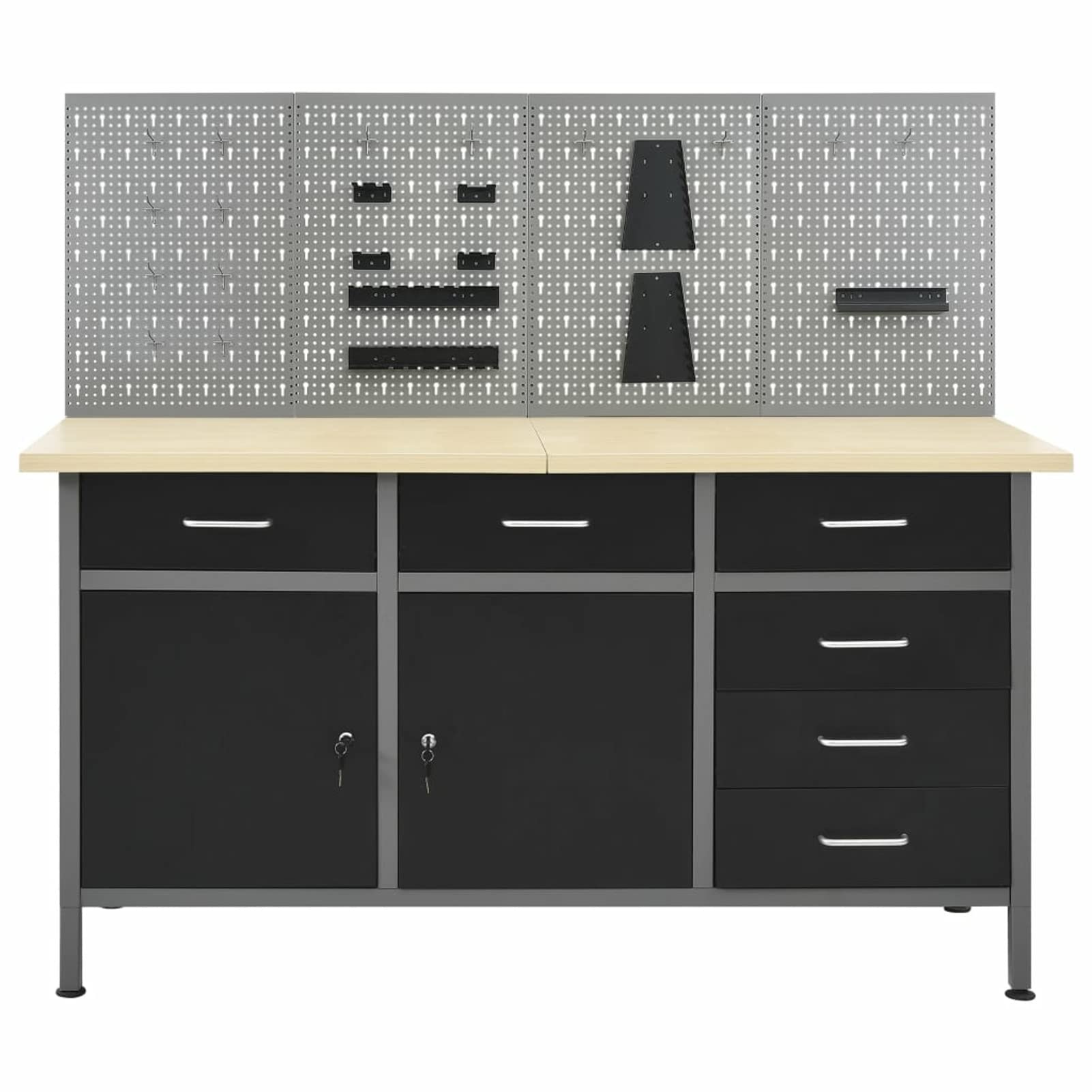 Banco de Trabajo con Cuatro Paneles de Pared, LAPOOH Banco De Trabajo, Mesa De Trabajo Taller, Caballete Mesa, Banco Herramientas, Bancada De Trabalho,