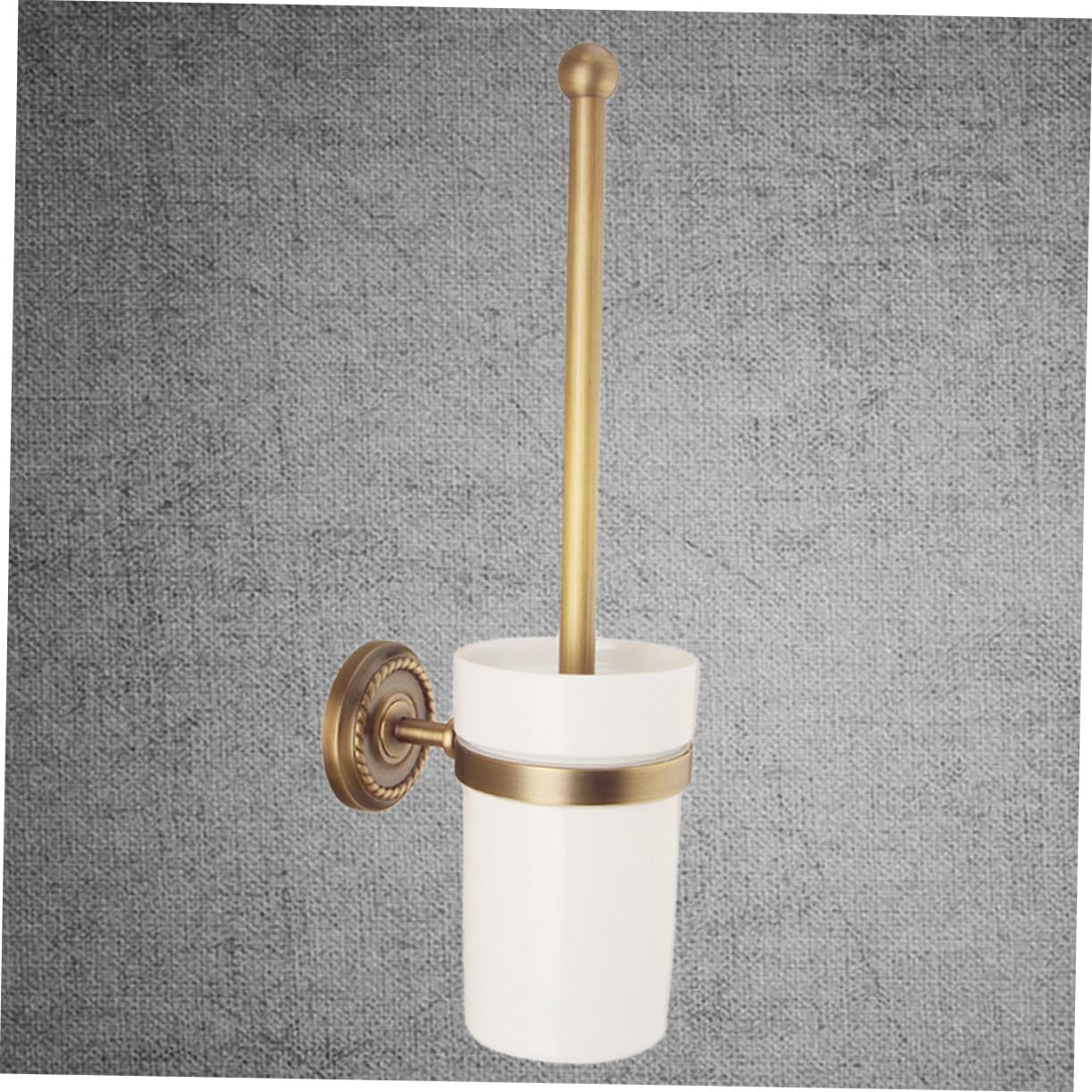 Healifty Conjunto de Cepillo y Soporte Vintage de Cobre Antiguo para Baño Cepillo de Cerdas Suaves y Mango para Hogar Hotel y Oficina Montaje Pared para Limpieza