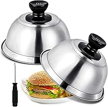 2 Pieces 16 x 6.5 cm, Stainless Steel Burger Bell for BBQ, Kitchen, Steak, BBQ and Teppanyaki, Dishwasher Safe