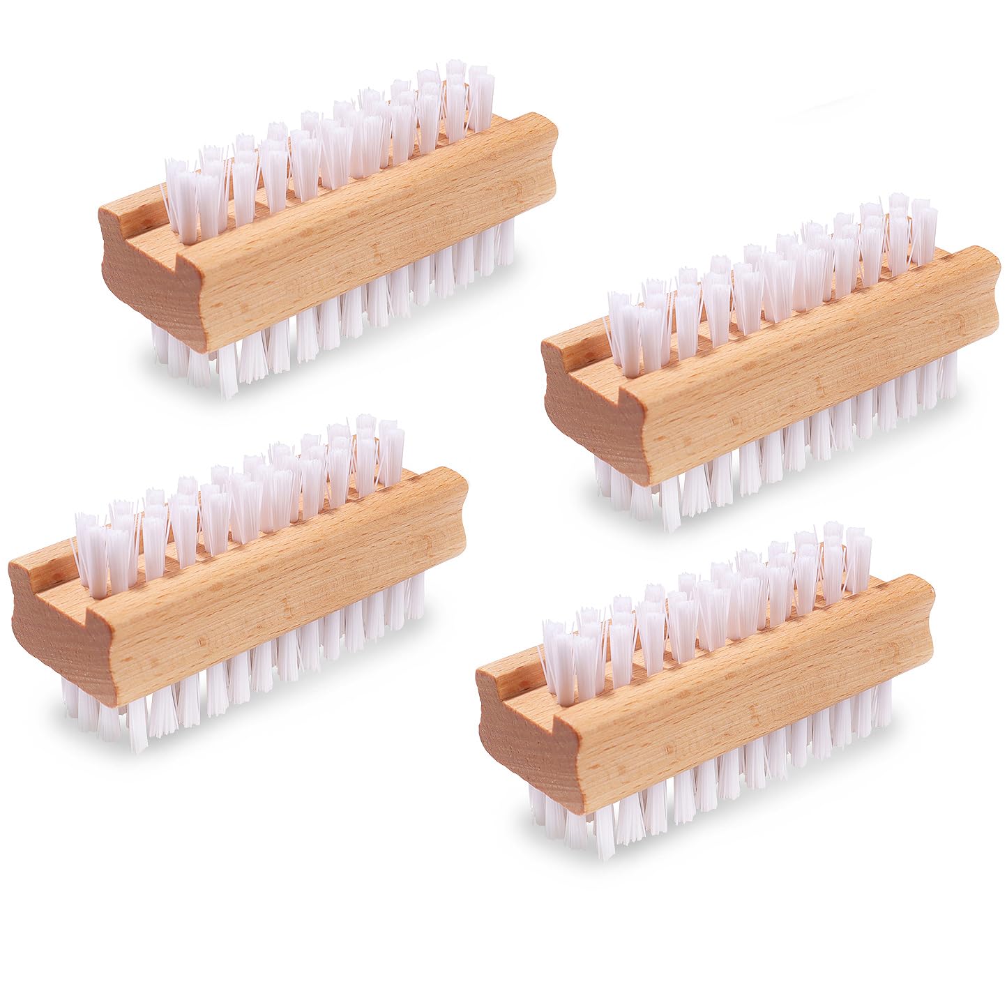 DEBETOOL Wooden Nail Brush Set - 4pcs Double-Sided Scrubbers for Nails, Hands, Toes, Gardening & Nail Art
