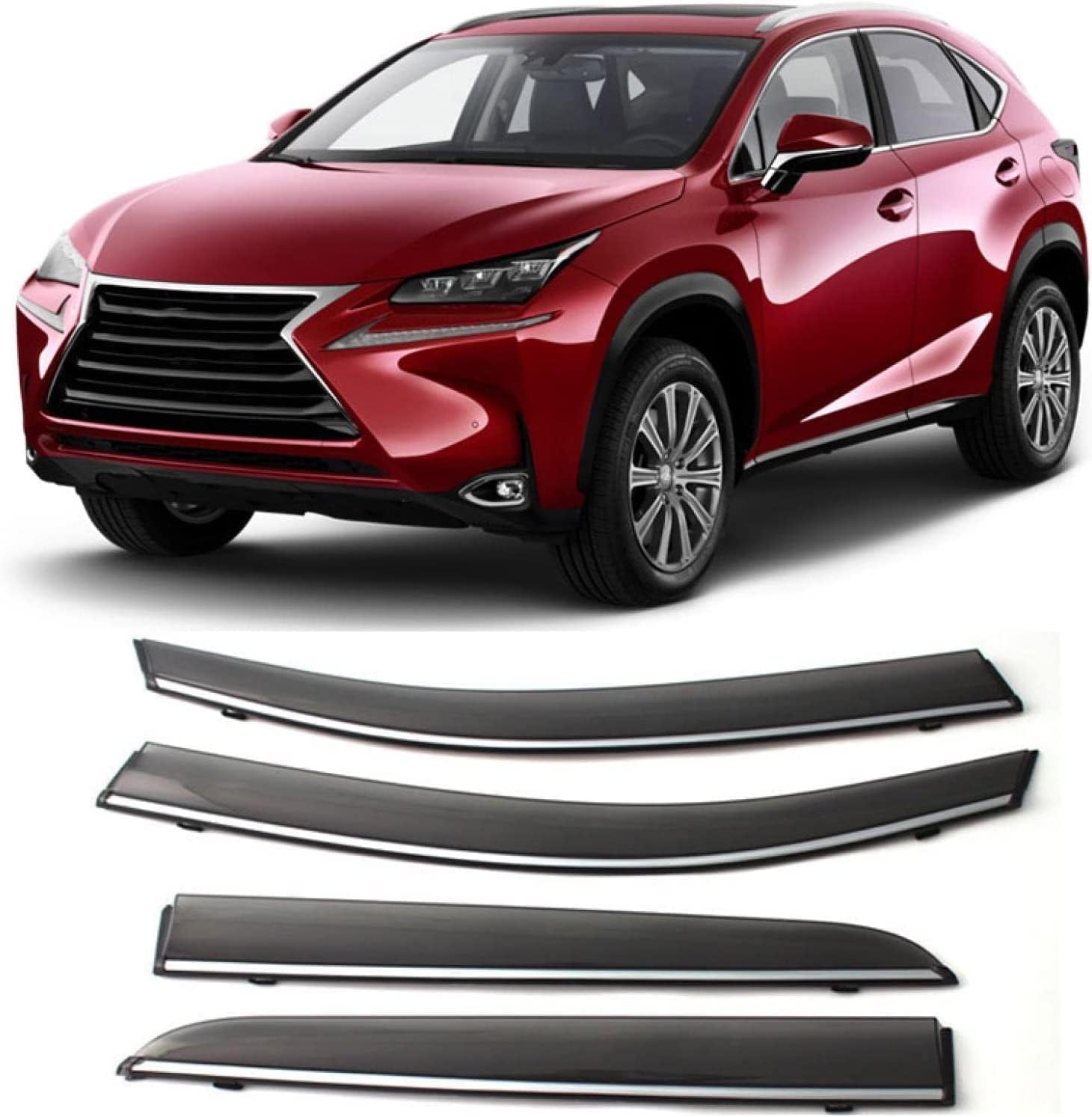 PANXUC Car Wind Deflectors for Lexus NX NX200 NX300H 2015-2020, Side Window Wind Rain Deflector Window Visor Sun Rain Guard Smoke Guards