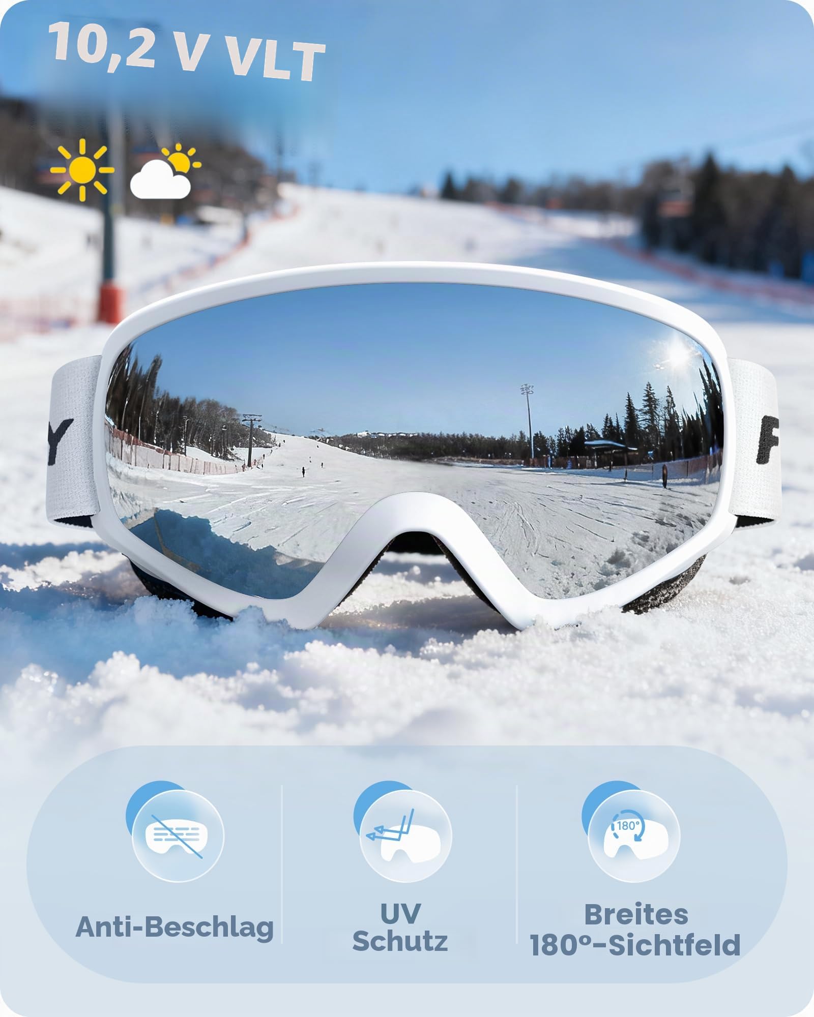Findway Skibrille Kinder,Ski Snowboard Brille Brillenträger Snowboardbrille Schneebrille Verspiegelt für Junior Jungen Mädchen Teenager 5-16 Jahre - OTG 100% Anti-UV Anti-Fog