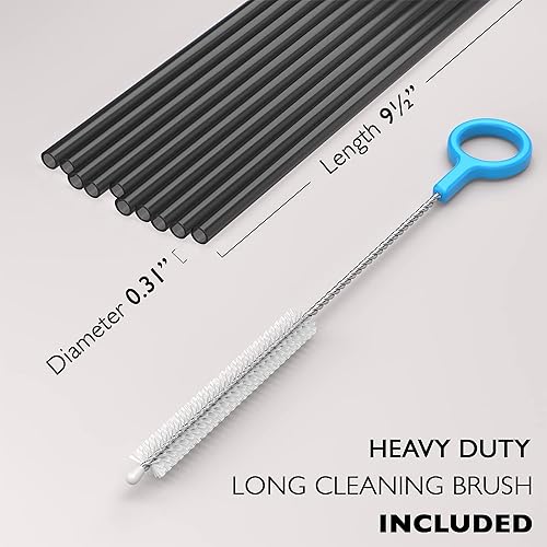 Miniatura 6 de Fiesta First 20 pajitas cortas reutilizables de plástico duro, ancho medio + cepillo de limpieza resistente, para cócteles, tazas pequeñas, bebidas