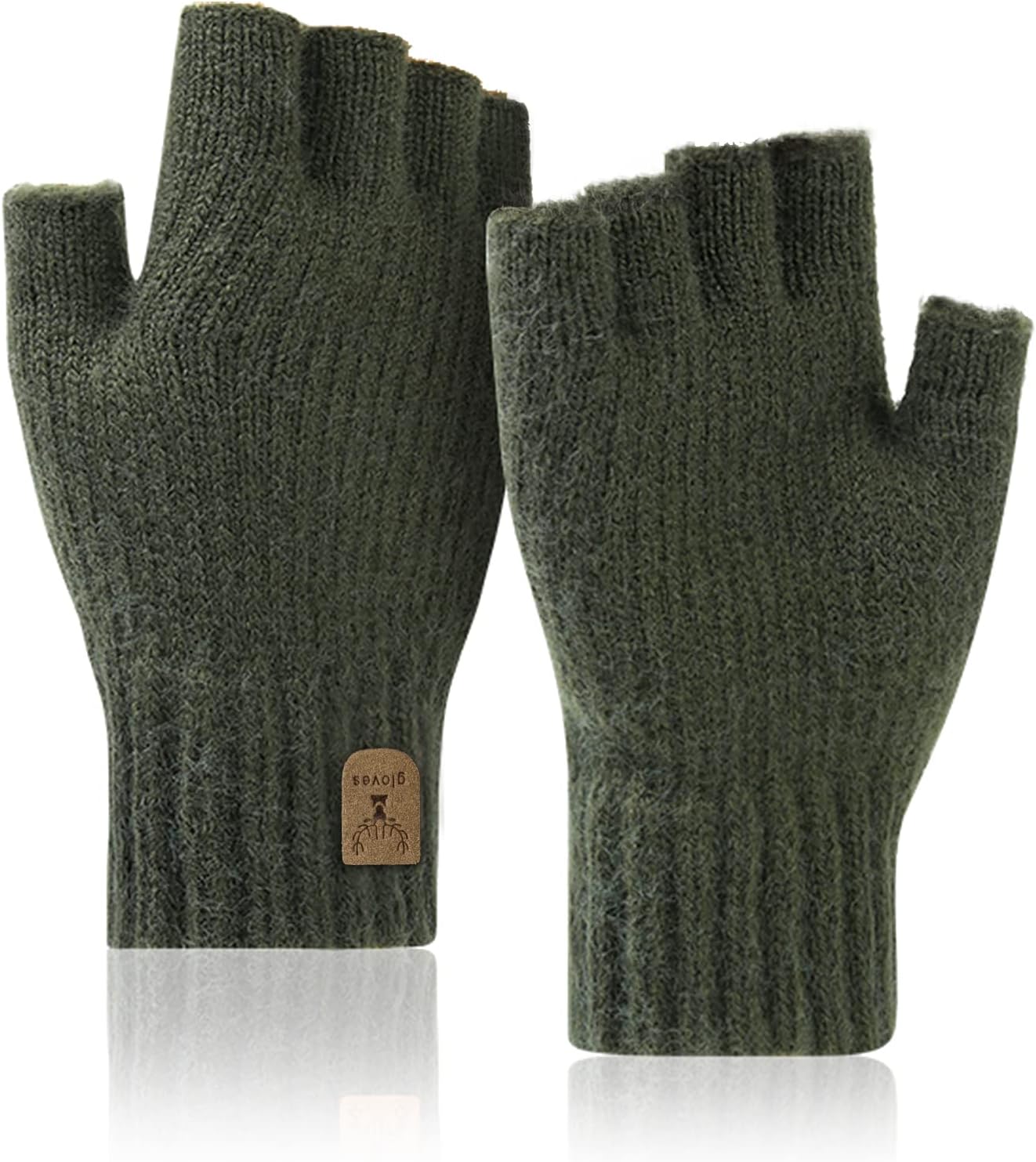 Fingerless Gloves Half Finger Winter Warm Knitted Gloves Working Running Biking Driving for Men and Women