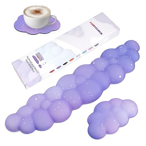 LJYZMD Cloud Wrist Rest Set for Keyboard and Mouse, Includes Cute Coaster, with Computers and LaptopsοΌPurple Star SetοΌ - Purple Star Set