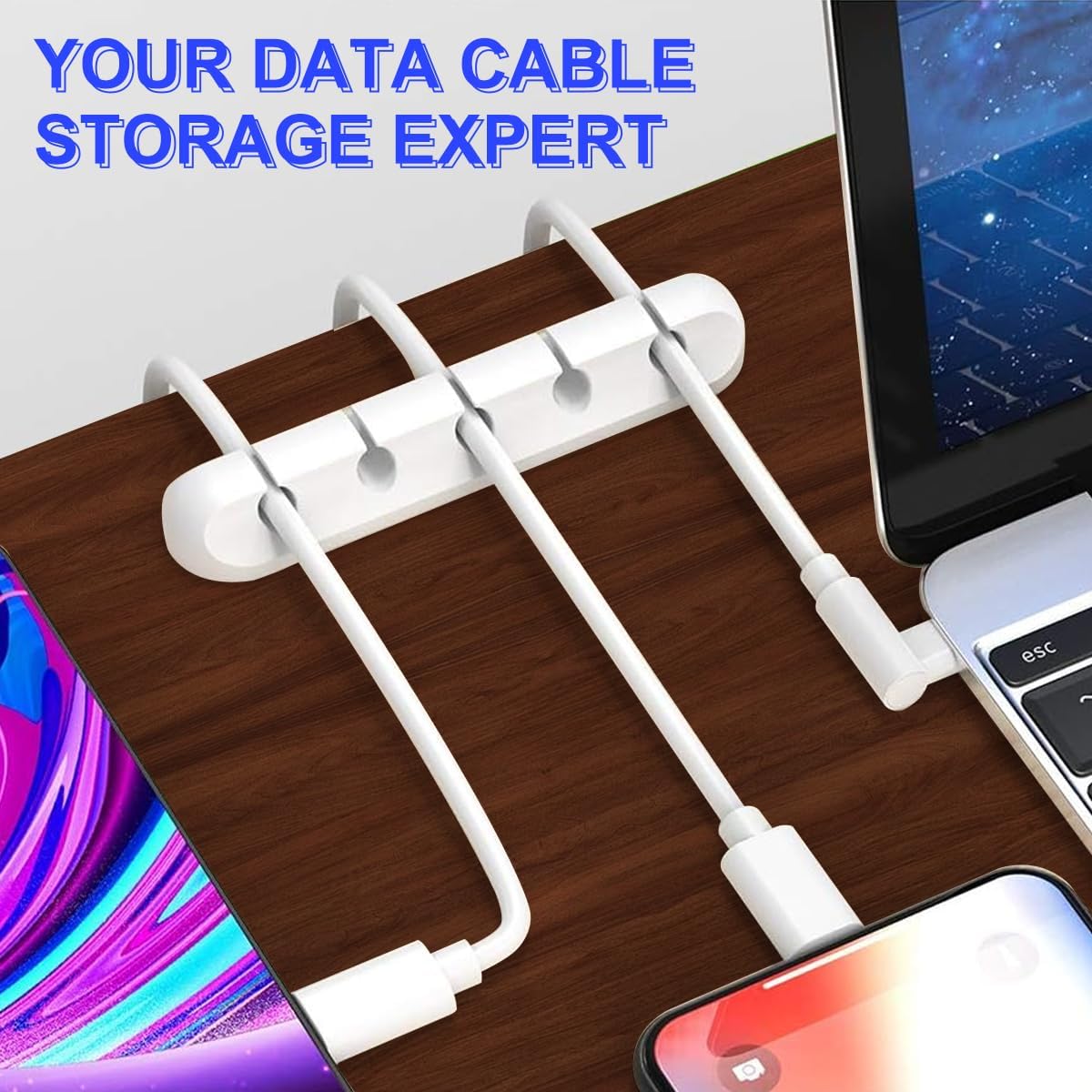 2 Packs Cord Organizer, Cable Clips Cord Holder, Cable Management Power Wire Cord Clips, Cable Labels (5, 3 Black)