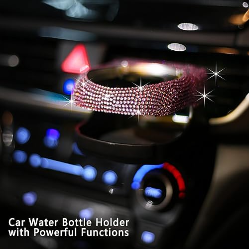 Miniatura 4 de Portavasos ajustable brillante para automóvil, antideslizante y absorbente de golpes con clips de ventilación de aire, soporte universal para tazas