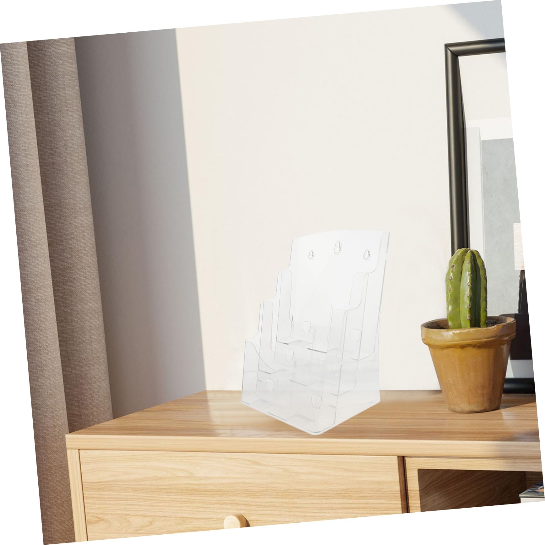 NUOBESTY Organizador de Literatura en PS Expositor de Folletos A4 Fácil Instalación de 3 Niveles y Visibilidad para Oficinas y Ferias