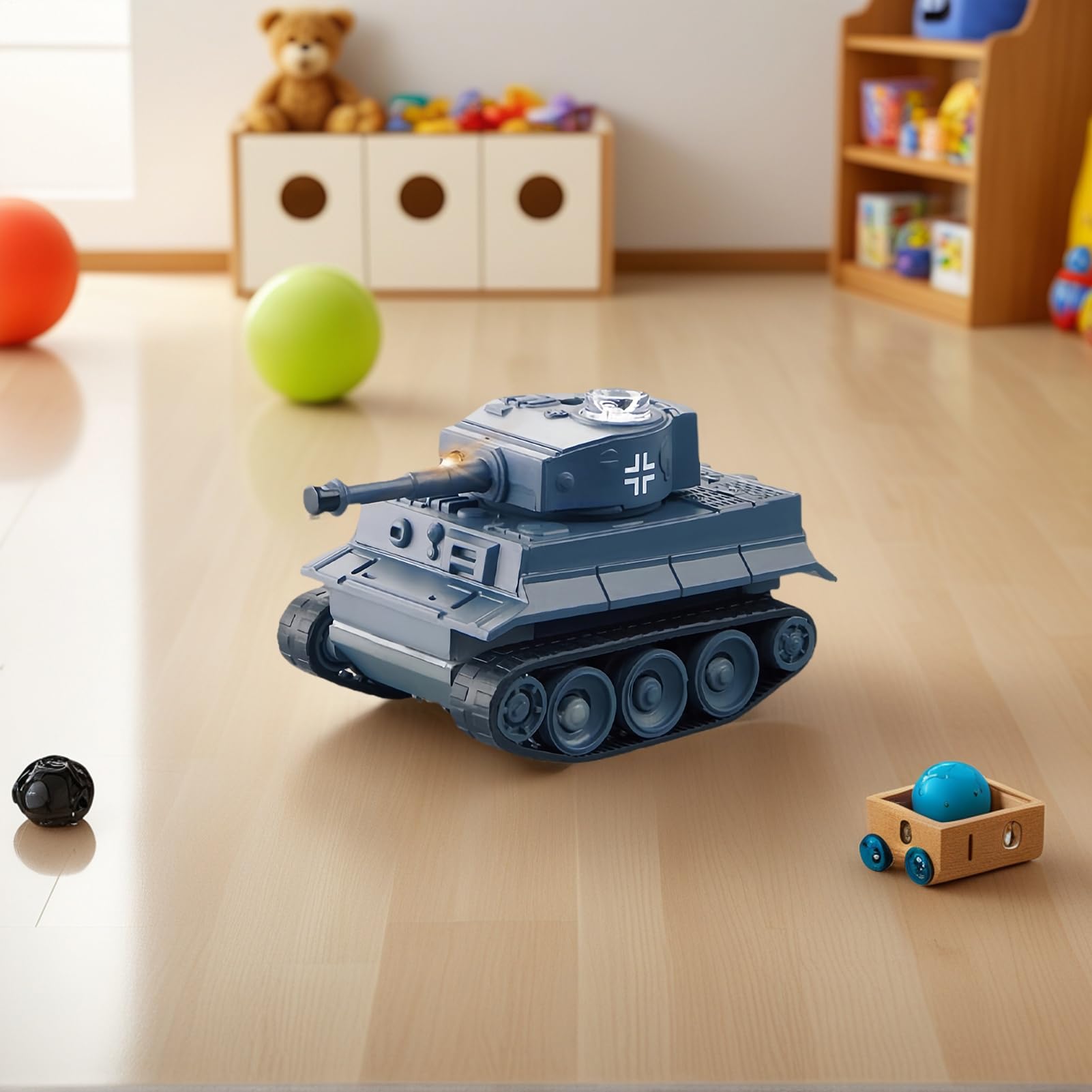 RC Tank, Educational Battle Tank Toy, Mini Remote Control Interactive Vehicle for STEM Learning and Indoor Play in Bedroom Living Room Playroom for Boys Girls Kids Family Game Use 2.68x1.57x1.54in