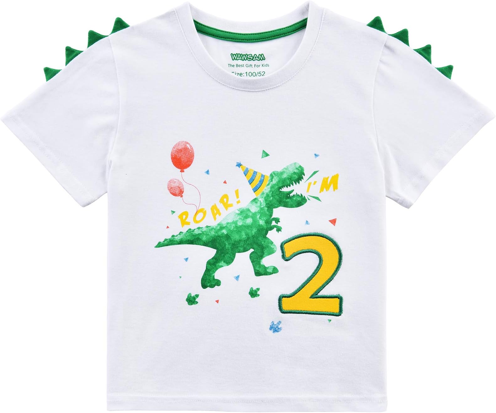2nd Birthday Boy Shirt Dinosaur Birthday T-Shirt 2 Year Old Toddler Dinosaur Outfit Cotton White Dino Party Shirt