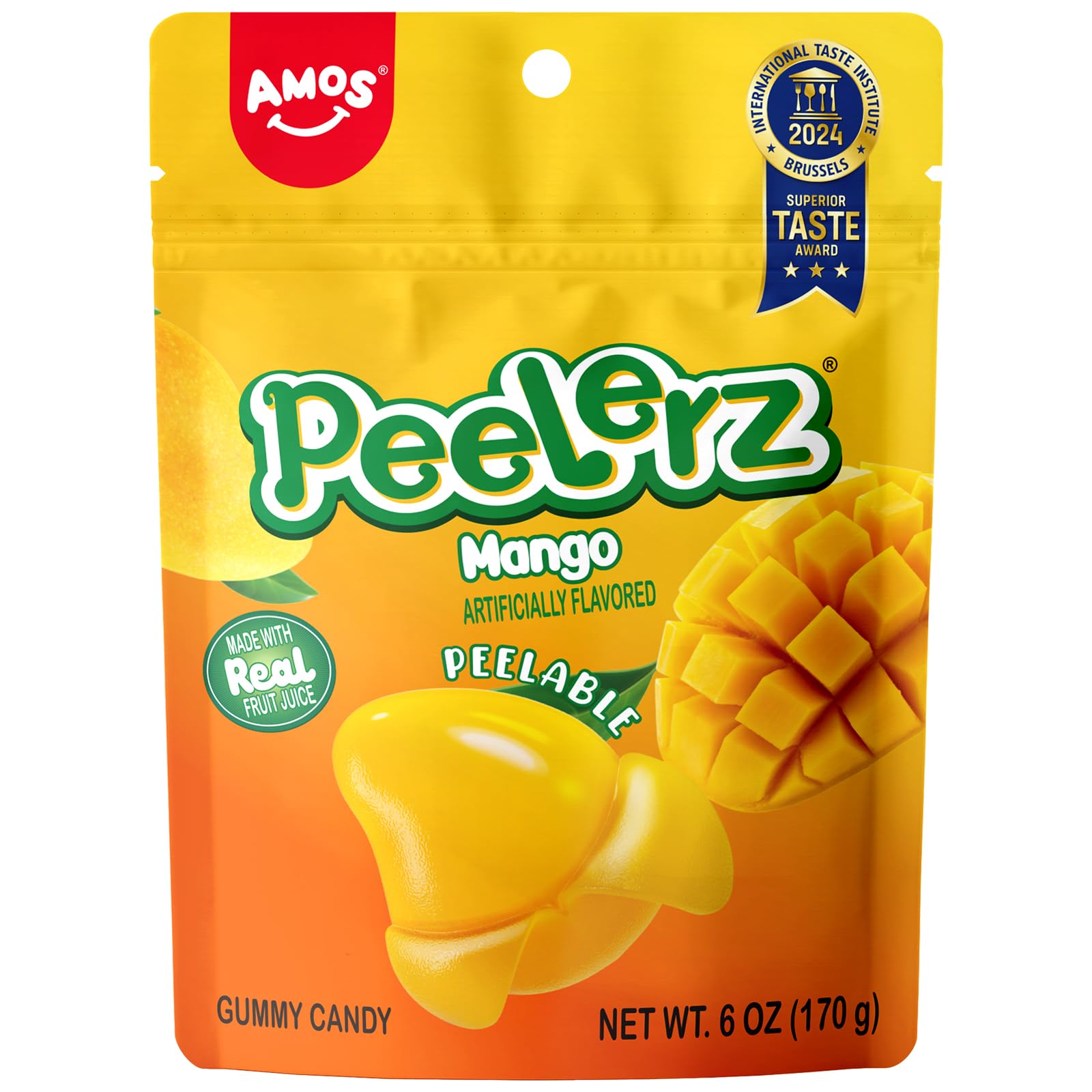 Amos Peelerz Mango Gummy Candy 170g Peg Bag (Pack of 3)