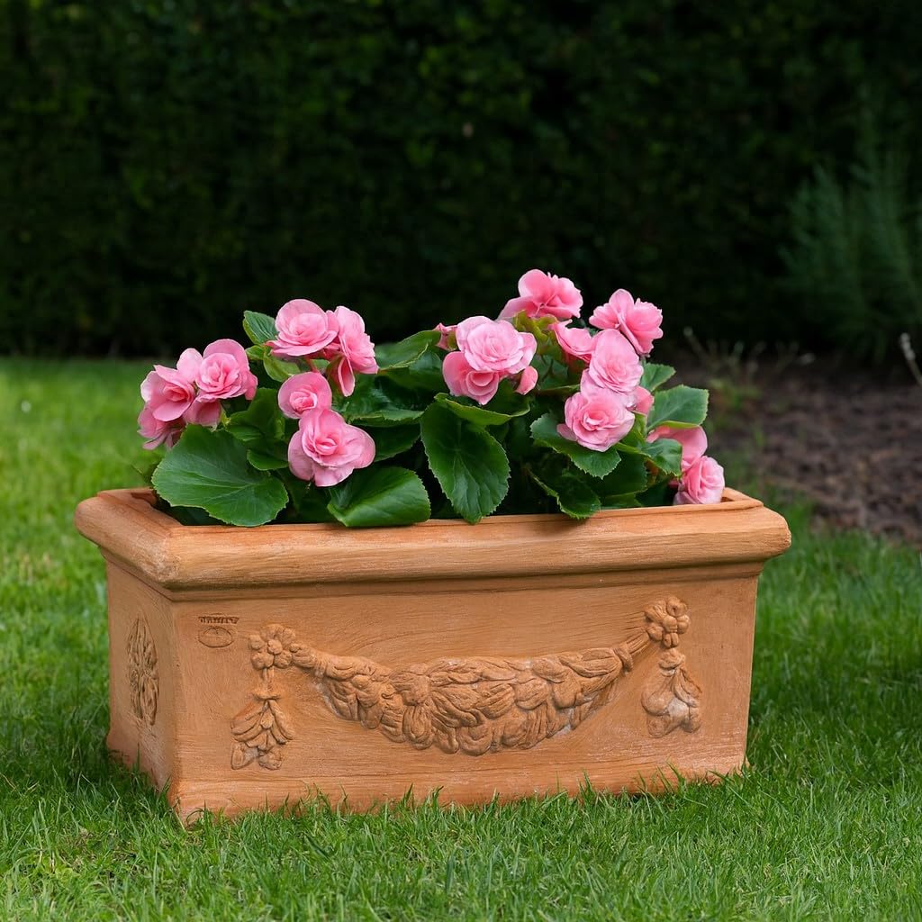 Biscottini Pot en terre cuite artisanal Made in Italy 61 x 29 x 27 cm – Jardinière rectangulaire pour plantes – Pots décoratifs extérieur et intérieur – Bol en terre cuite pour fleurs – Pot moderne