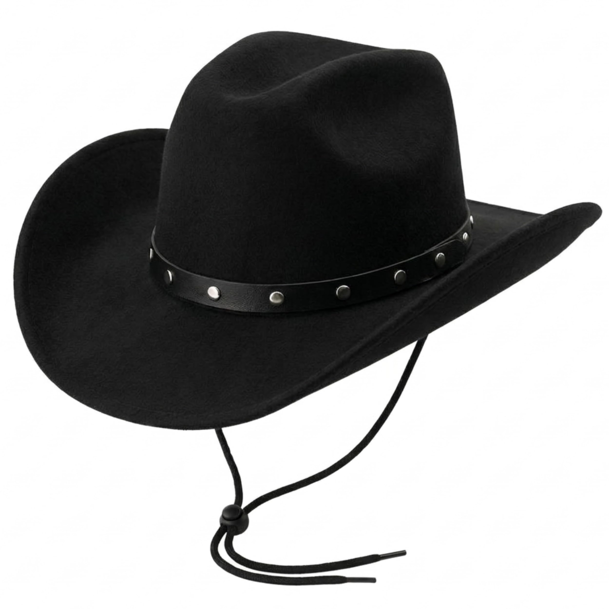 Texan Cowboy Hat for Men and Women - Western Cowboy Hat with Stud Detail Adults Country and Western Fancy Dress Accessory - Cowgirl or Cow Boy Costume Accessory for Wild West Fancy Dress (Black)