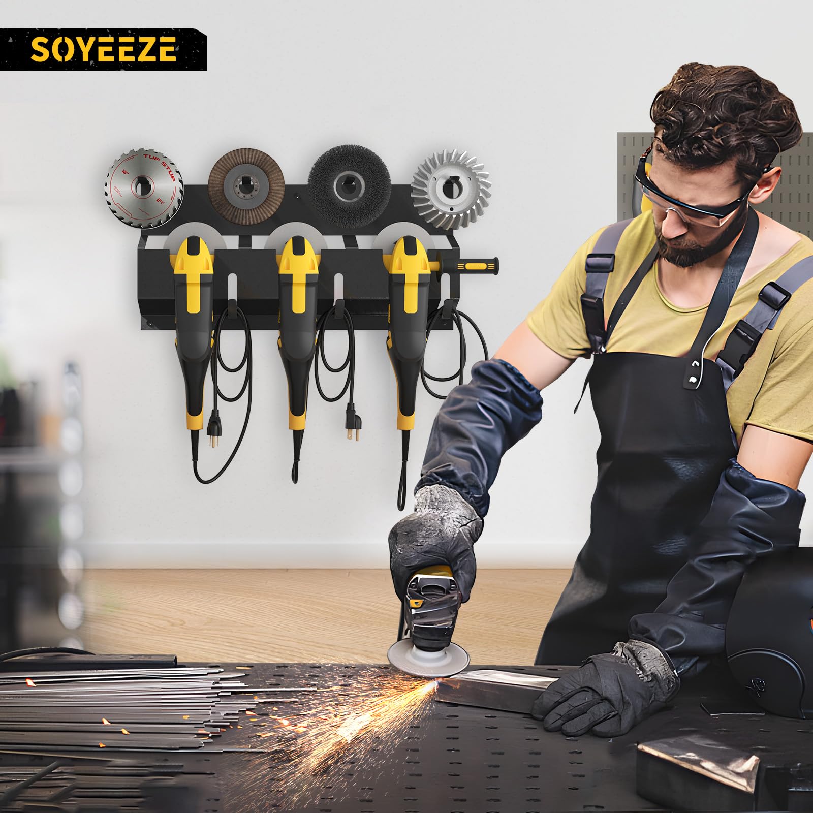 SOYEEZE Uchwyt na szlifierkę kątową, stojak na narzędzia do szlifierki kątowej Milwaukee/Dewalt, 1 opakowanie, stojak do przechowywania narzędzi, uchwyt ścienny do frezów, polerek, garażu i miejsca
