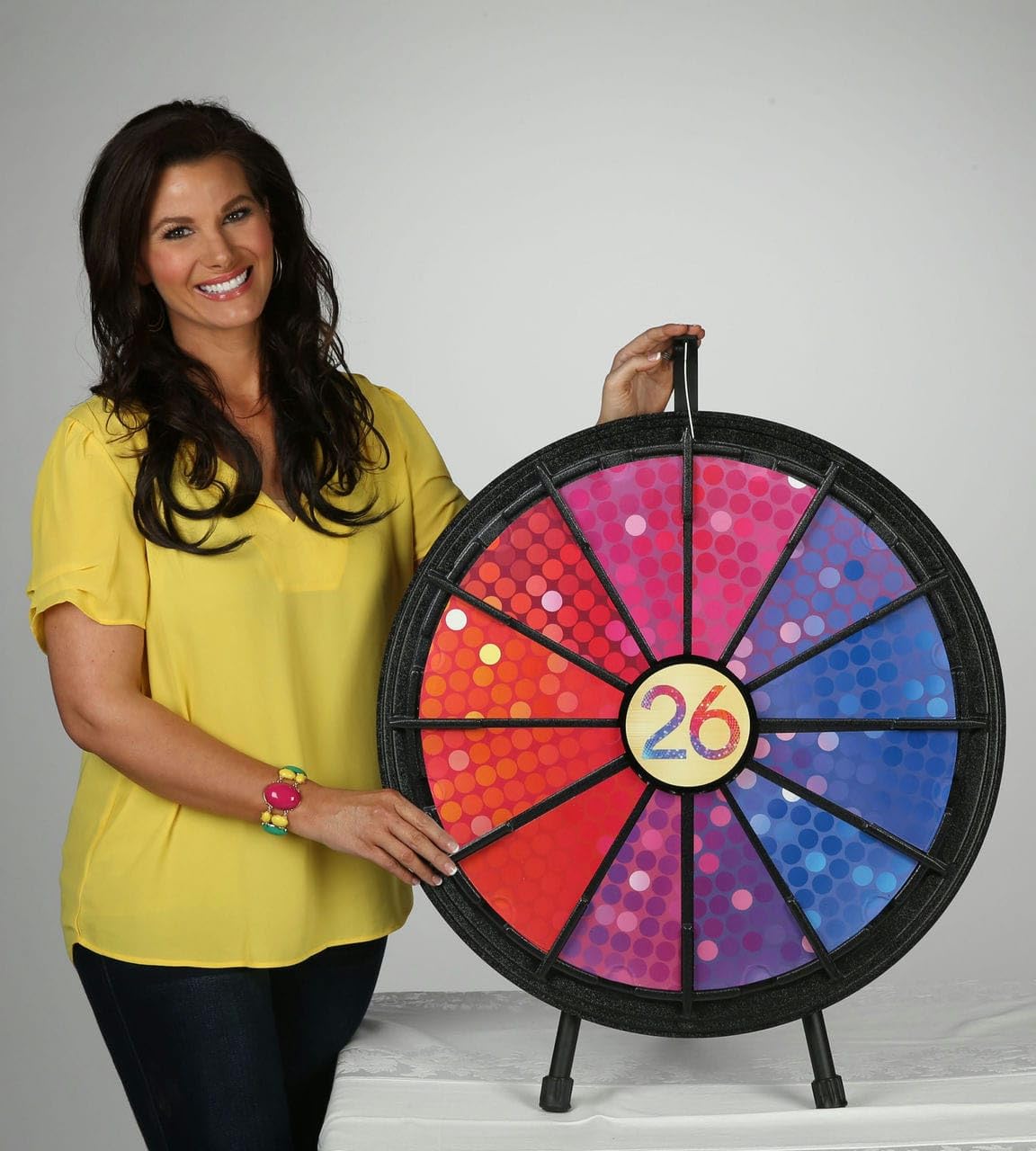 Tabletop Prize Wheel 12 Slots – Spin The Wheel Game for Carnivals, Trade Shows – Sturdy ABS Plastic and Collapsible Steel Frame (26 Inch Diameter)