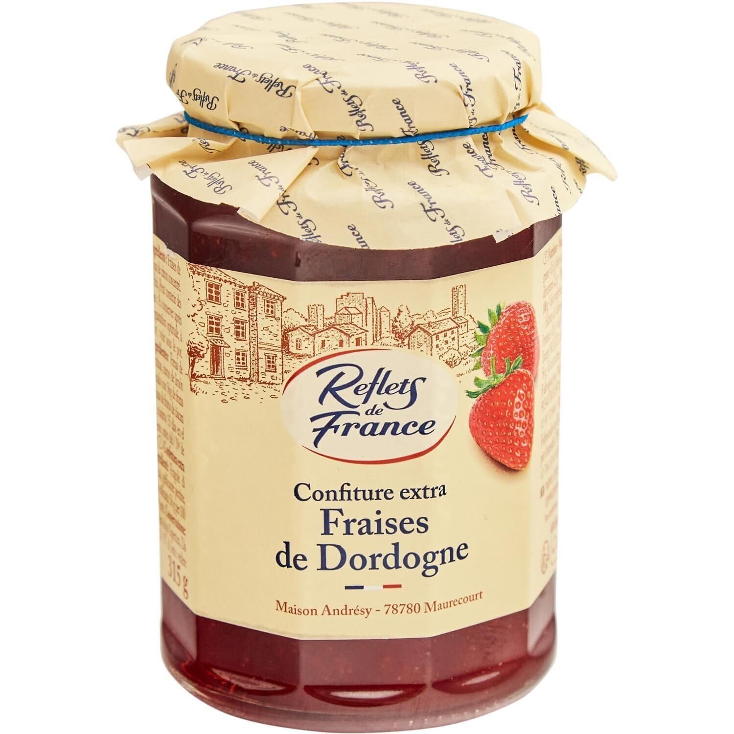 REFLETS DE FRANCE – Confiture Extra à la Fraise de Dordogne, Texture Onctueuse et Saveur Authentique (Pot 315g) - Le Lot De 4
