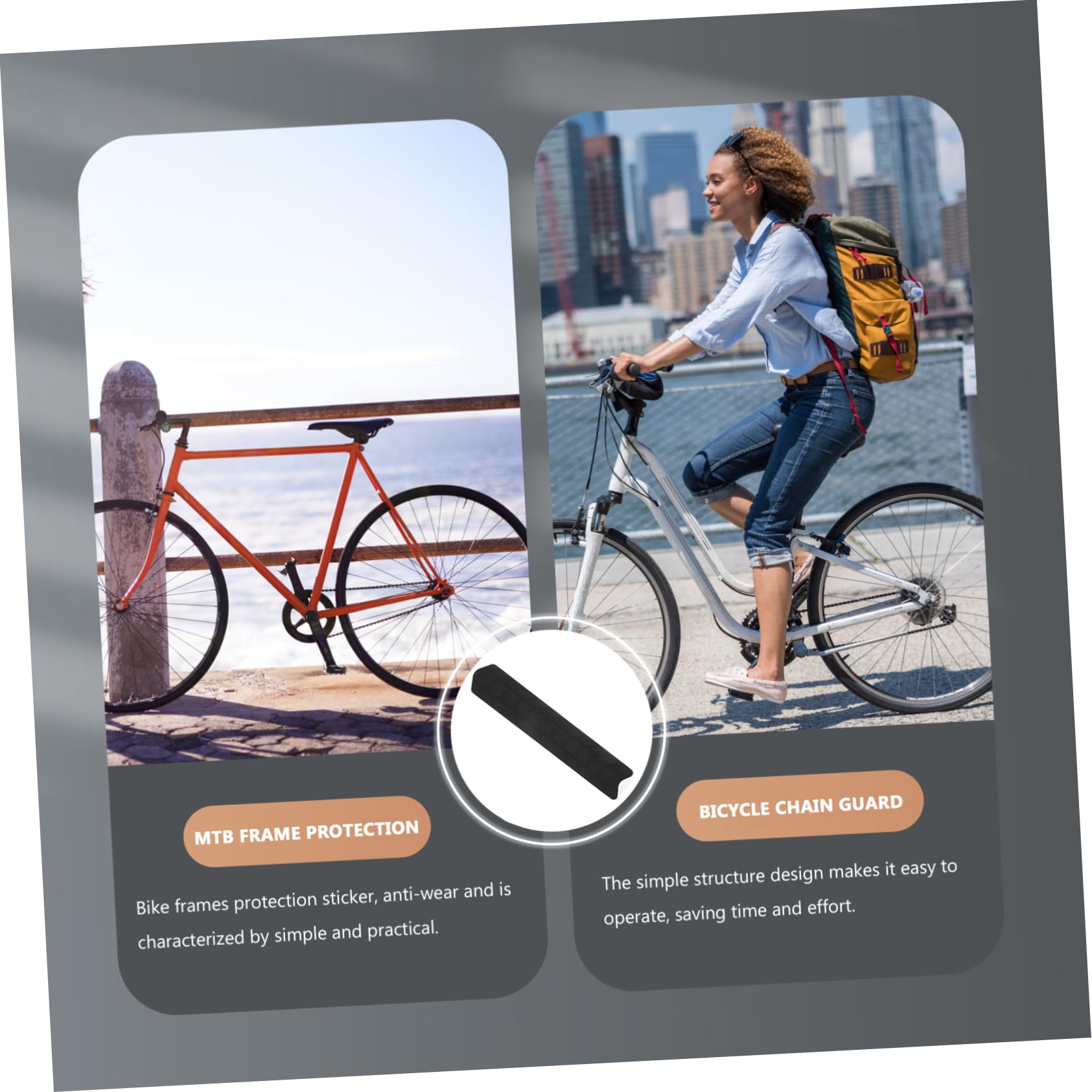 Yardwe Fahrradschutz Roller Fahrradkette Korb Fahrräder stationärer Fahrradständer Bike Protect Fahrrad schutzfolie Anti-Reibungs-Film Aufkleber für den Fahrradrahmen Kieselgel Black