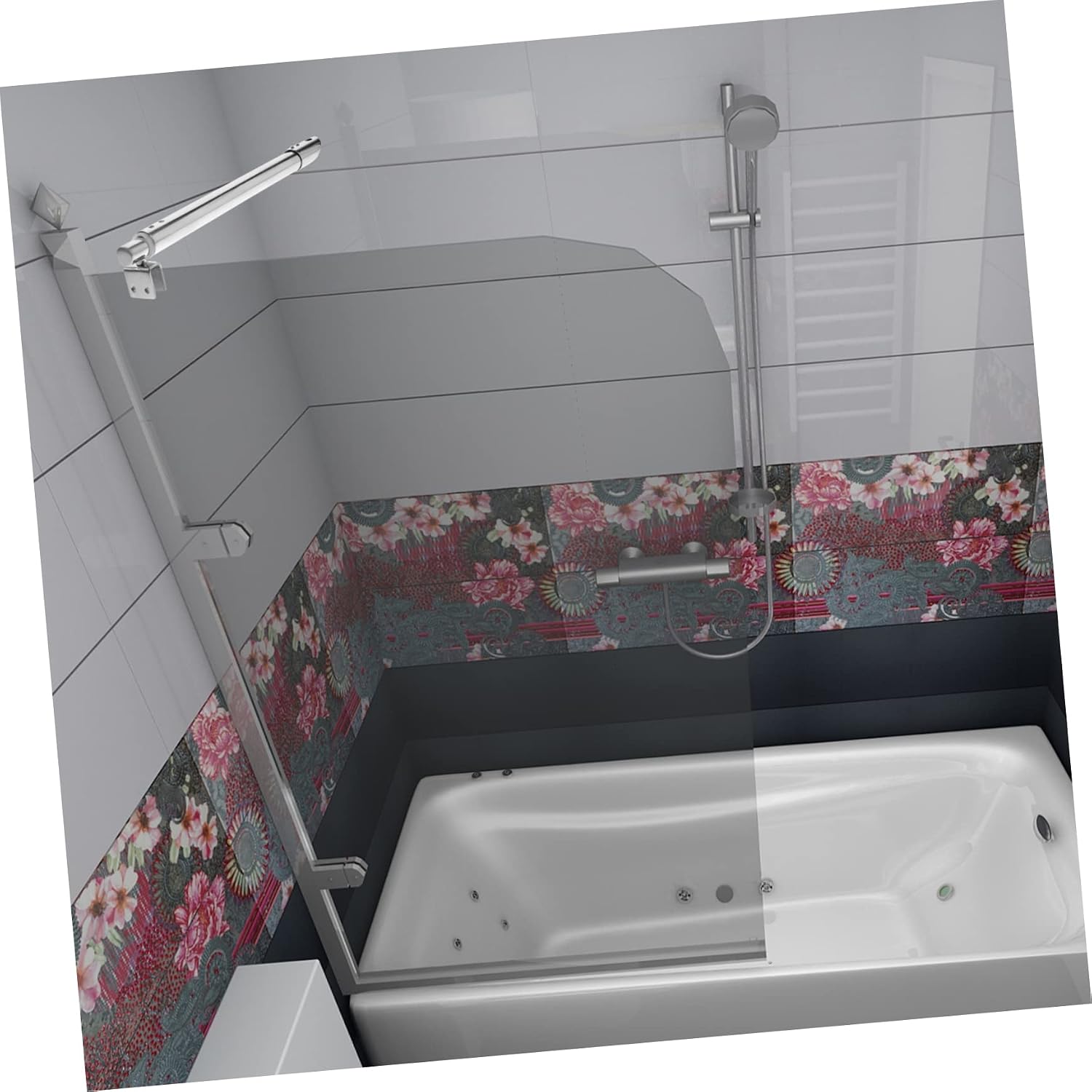 ORFOFE Sturdy Shower Glass Panel Hardware Wall-Mounted Shower Rod Holders Accessory