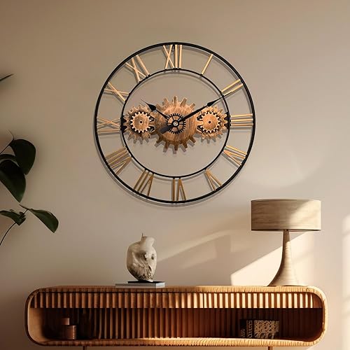 Reloj de pared de mediados de siglo para decoración de sala de estar, dorado moderno, de metal, grande, silencioso, para cocina, reloj de pared