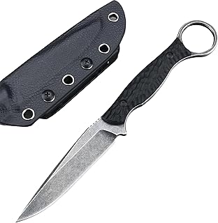 HUAAO Tactical Fixed Blade Knife with Kydex Sheath, G10 Handle and Finger Loop, EDC Tool Utility Knife for Outdoor, Survival, Hiking, Camping - HUAAO