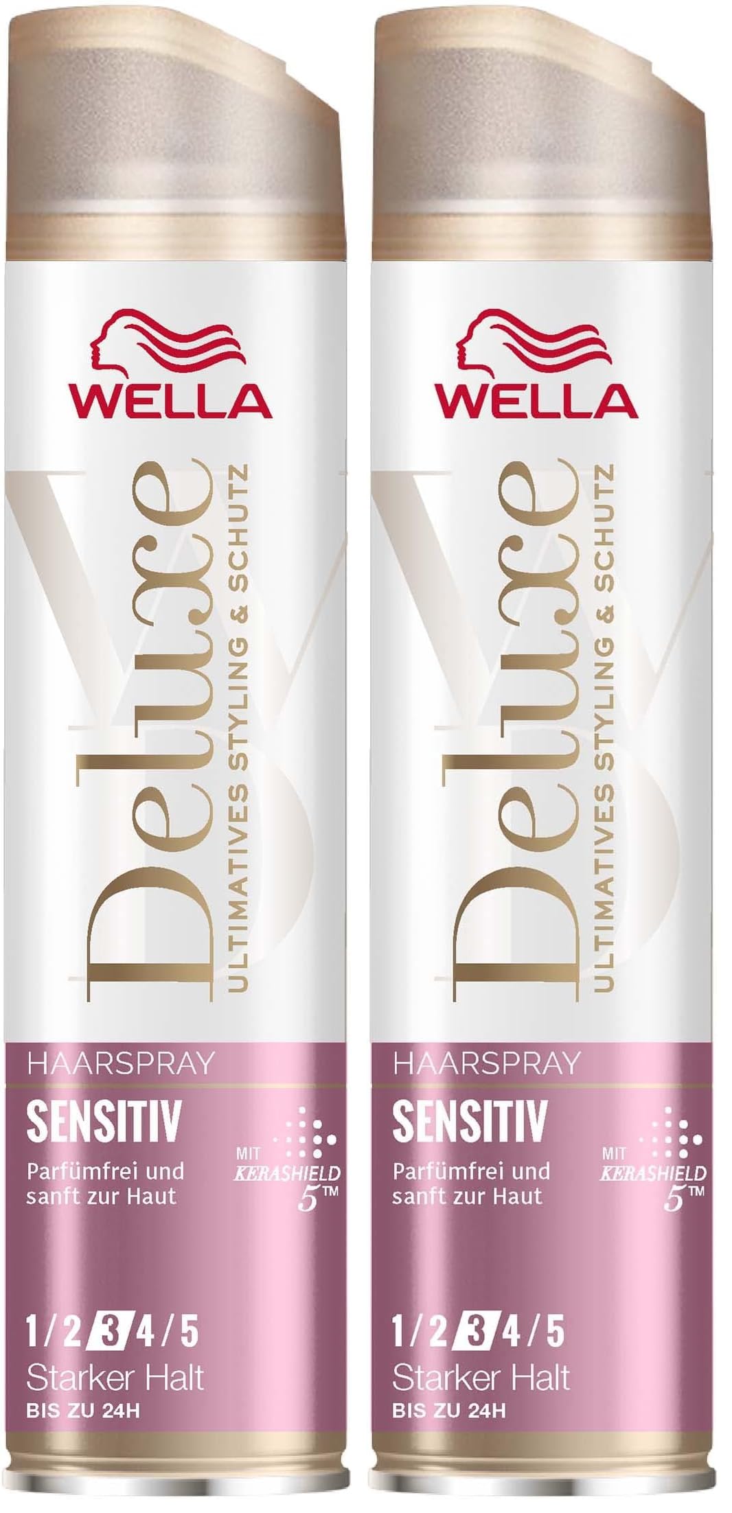 Wella Deluxe Sensitiv Haarspray – parfümfreies Styling Spray für sensibles Haar und empfindliche Kopfhaut – mit 5-Fach Keratin-Schutzkomplex und UV-Schutz – 250 ml (Packung mit 2)