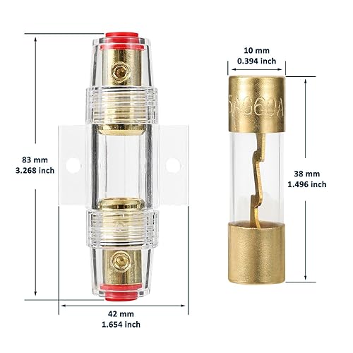 Miniatura 3 de ENLOZURE Portafusibles AGU en línea calibre 4-10 AWG con fusibles AGU de 60 amperios, ideal para audio de automóvil, alarmas, amplificadores y