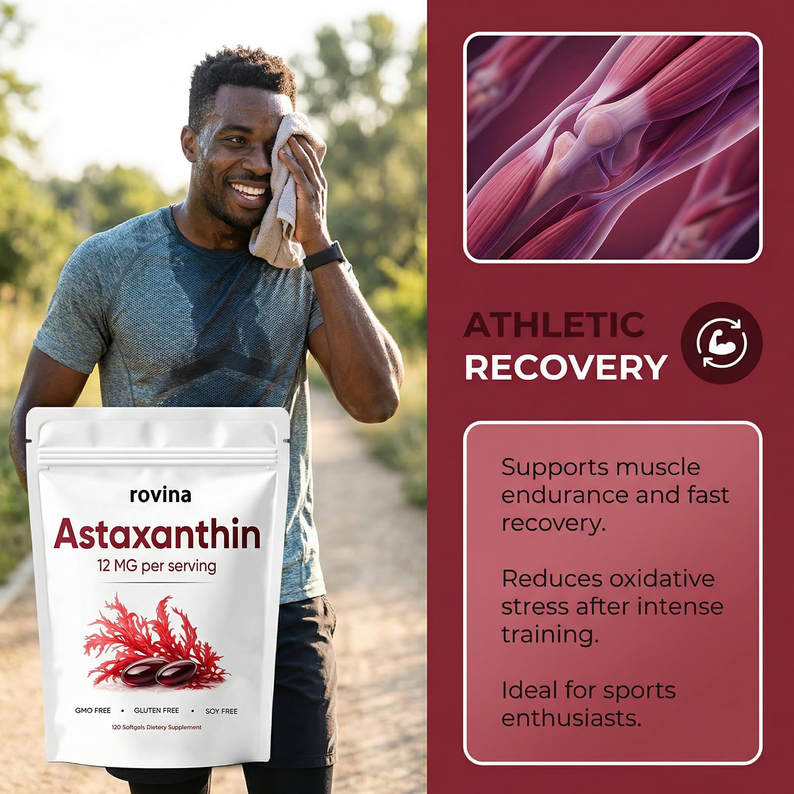 ROVINA Astaxanthin 12mg Softgels, Immune, Joint, Non-GMO, Vegan Friendly, 120 Softgels — Amazon image 5