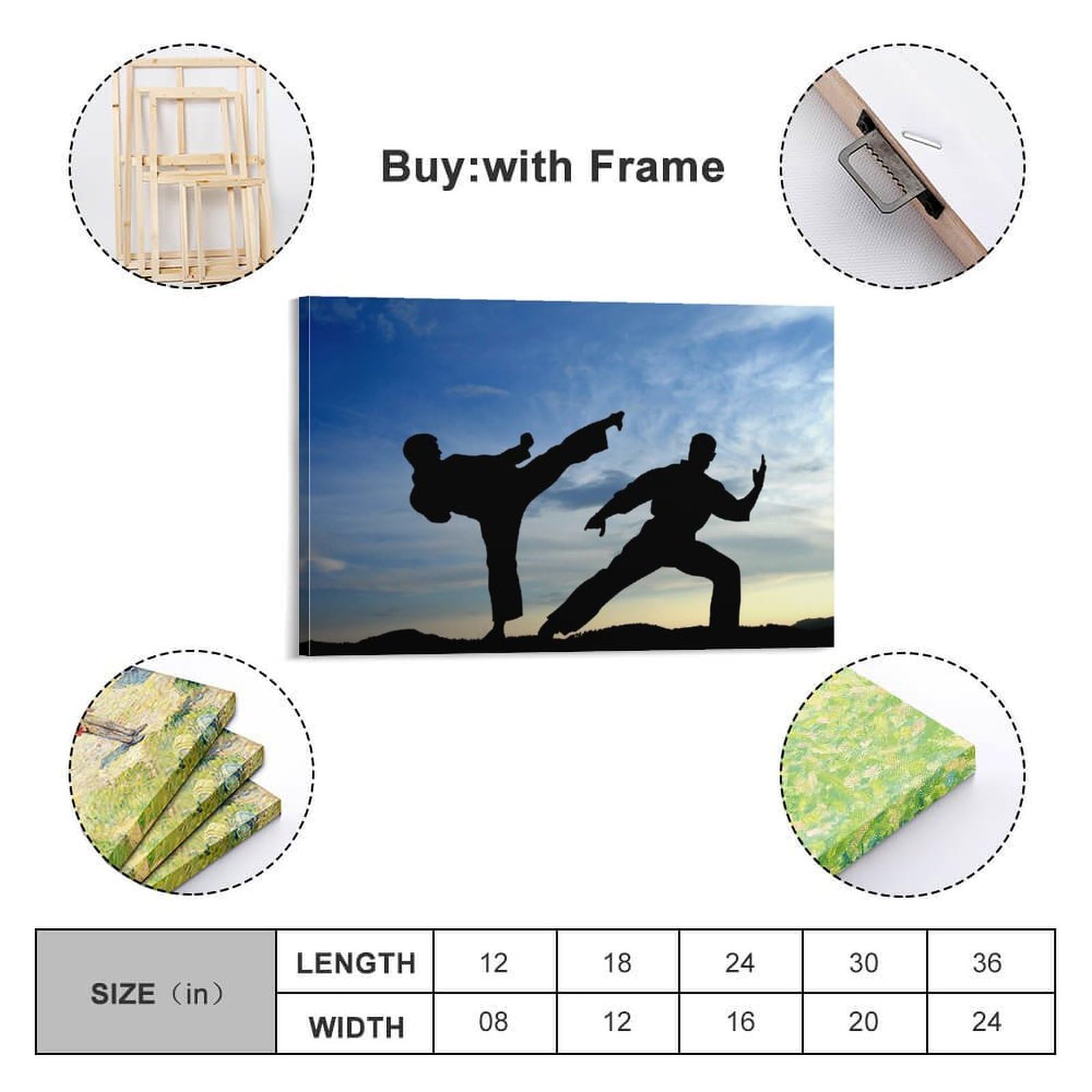 MJZLQN Poster decorativo da parete su tela, motivo: Kung Fu, alba, karate, taekwondo, poster decorativo moderno, per camera da letto, 60 x 90 cm