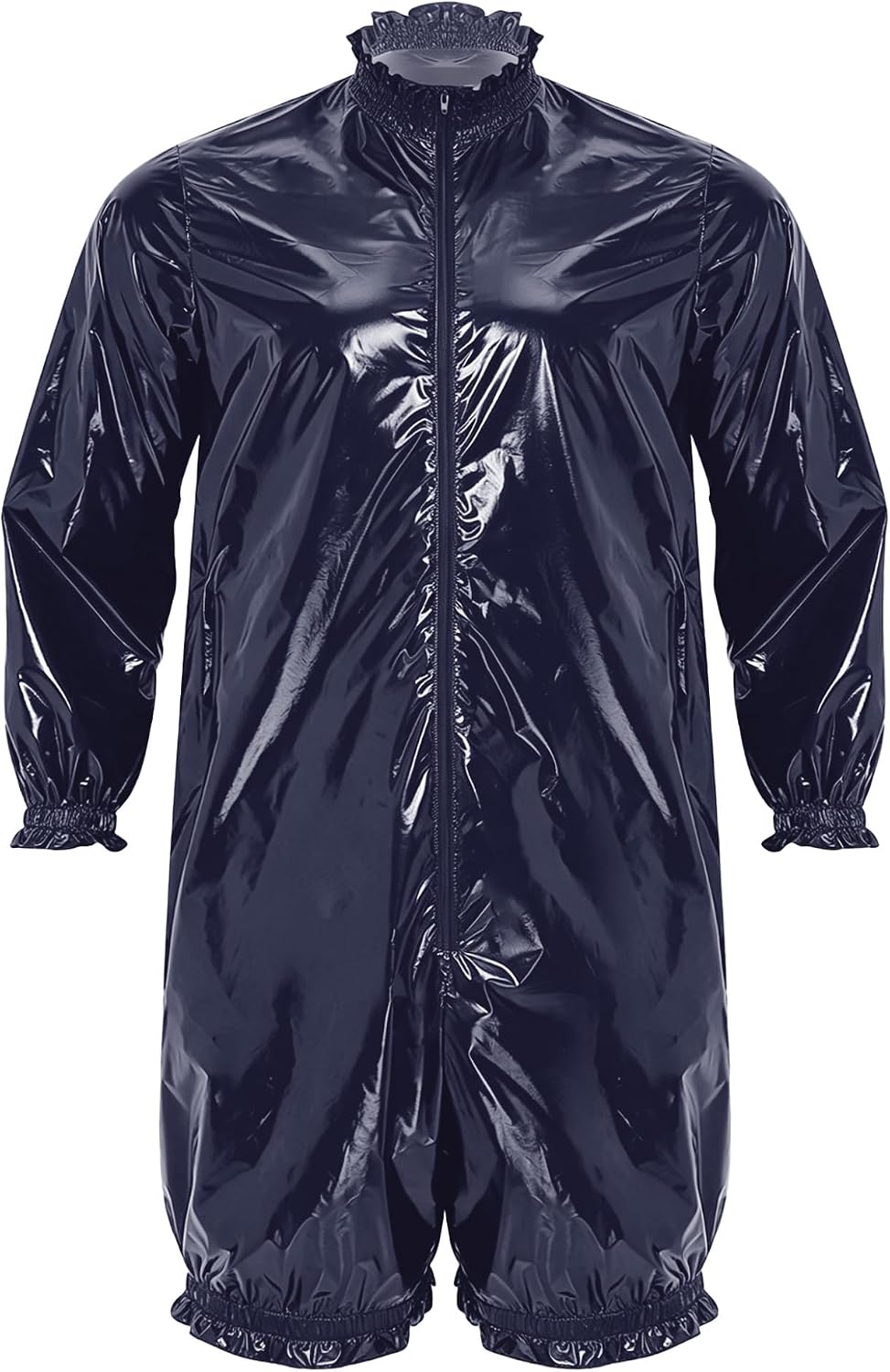 Jelory Men Bodysuit Incontinence Bodysuit Night Club | Front Zip Up,Mock Neck,Zipper Front,Leakproof,Workout Body Shaper,Special Needs Clothing,Reusable Plastic Panites