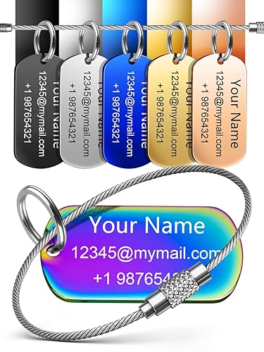 4 Pack Personalized Luggage Tags for Suitcases and Backpacks - Stainless Steel Metal Unique Custom Traval Bag Name Tags for Kids, Women, Luggage,