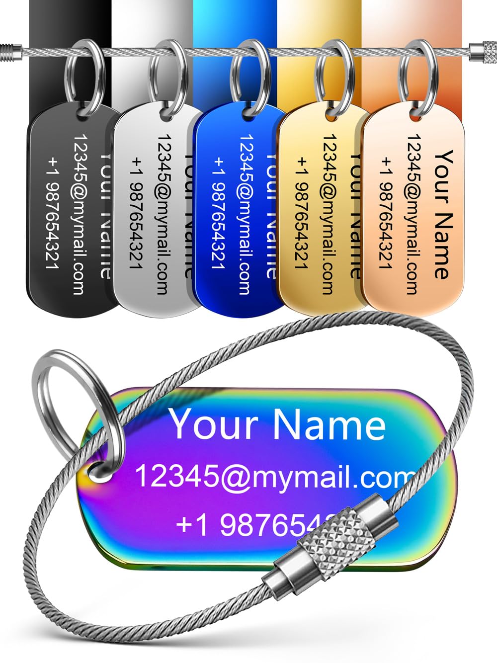 2 Pack Personalized Luggage Tags for Suitcases and Backpacks - Stainless Steel Metal Unique Custom Traval Bag Name Tags for Kids, Women, Luggage,