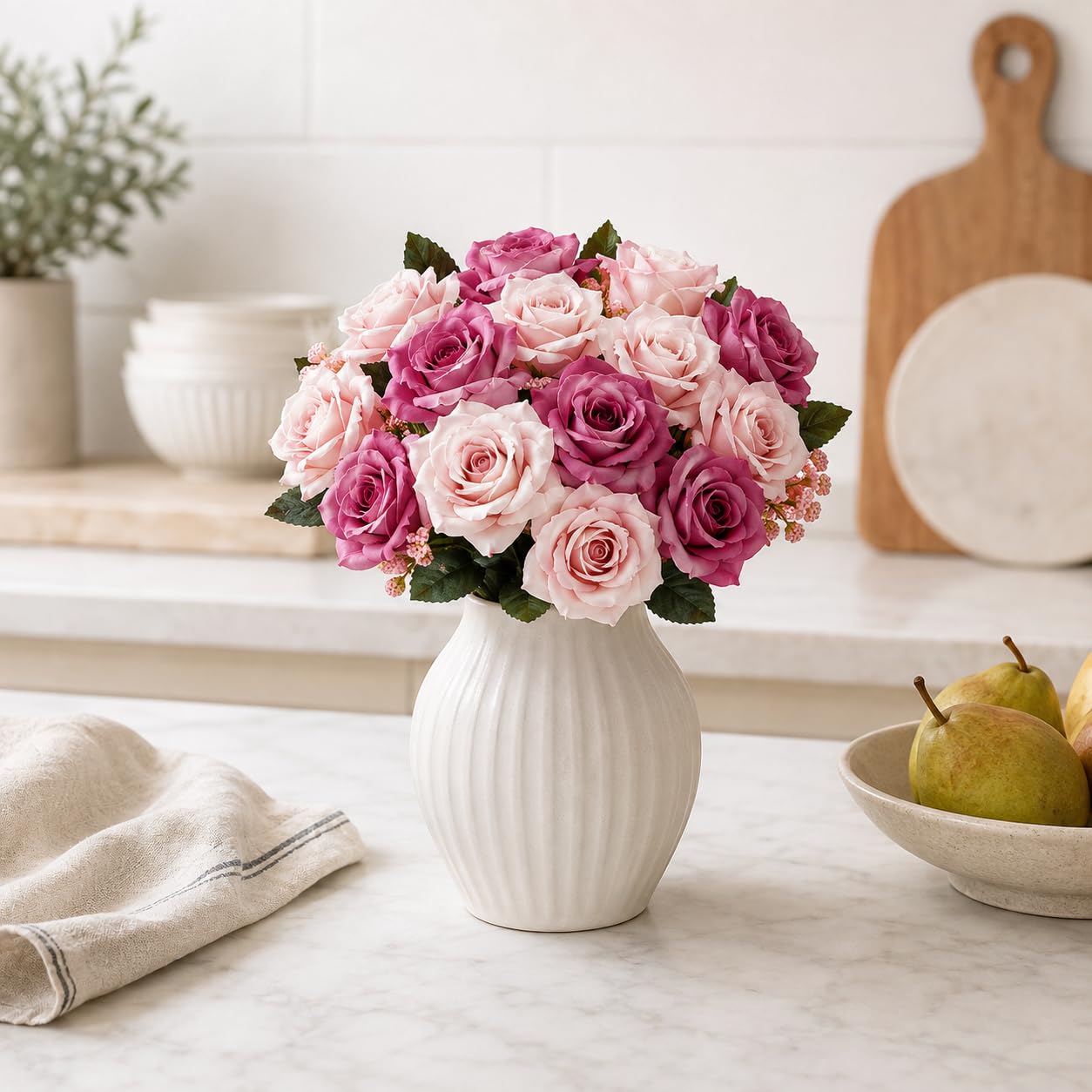 astylishome Fake Flowers Craft Artificial Flowers Mixed Rose Flower Bouquet Artificial Plants Flowers Decoration Fake Peony Silk Bouquet Decor for Home Wedding Office Table Decoration Gift 4215 โ image 1