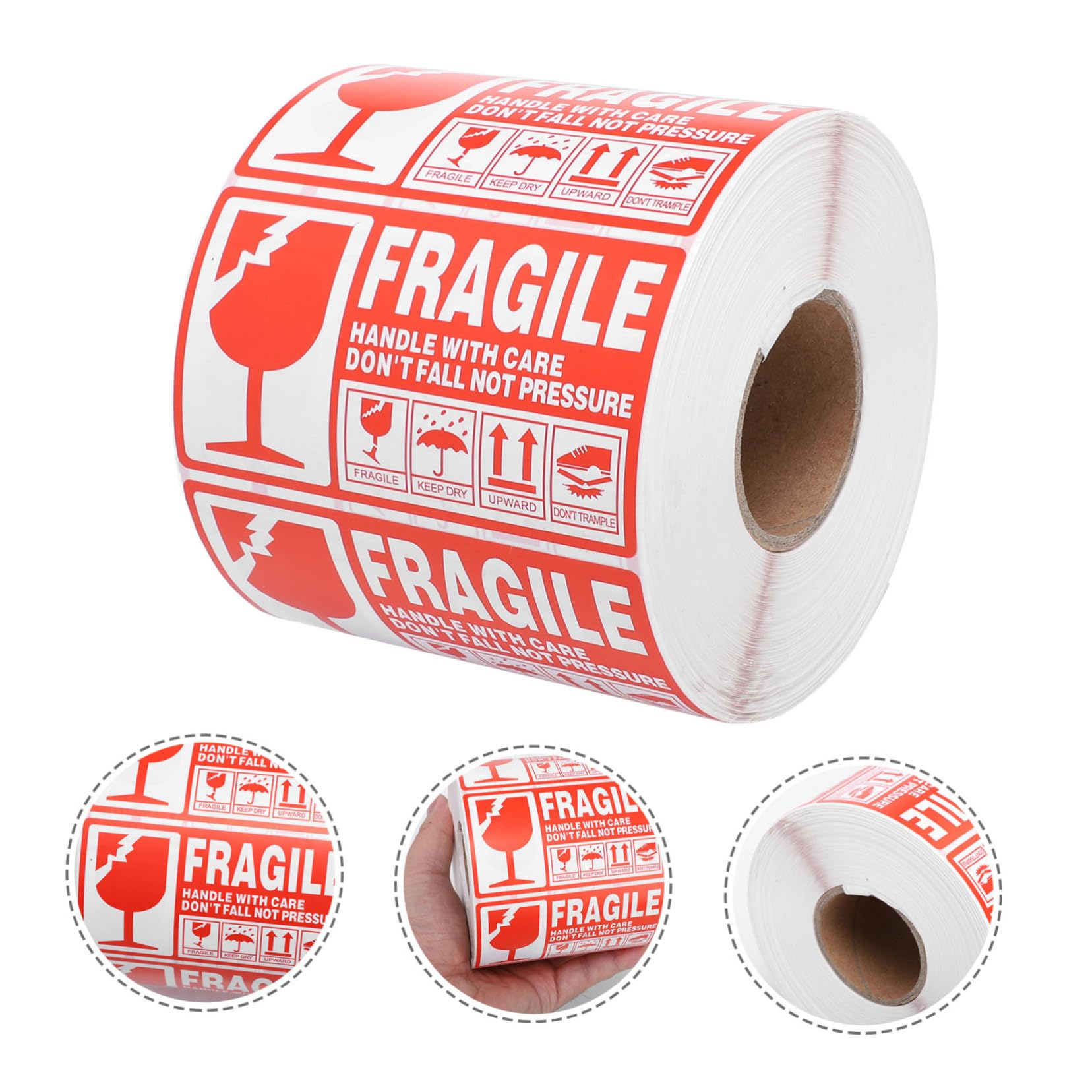 TEHAUX Adesivi per Pacco Fragile Autoadesivi 90x50mm Rotolo 1000 Etichette di Avvertenza Maneggiare con Cura per Imballaggio Spedizioni Industriali