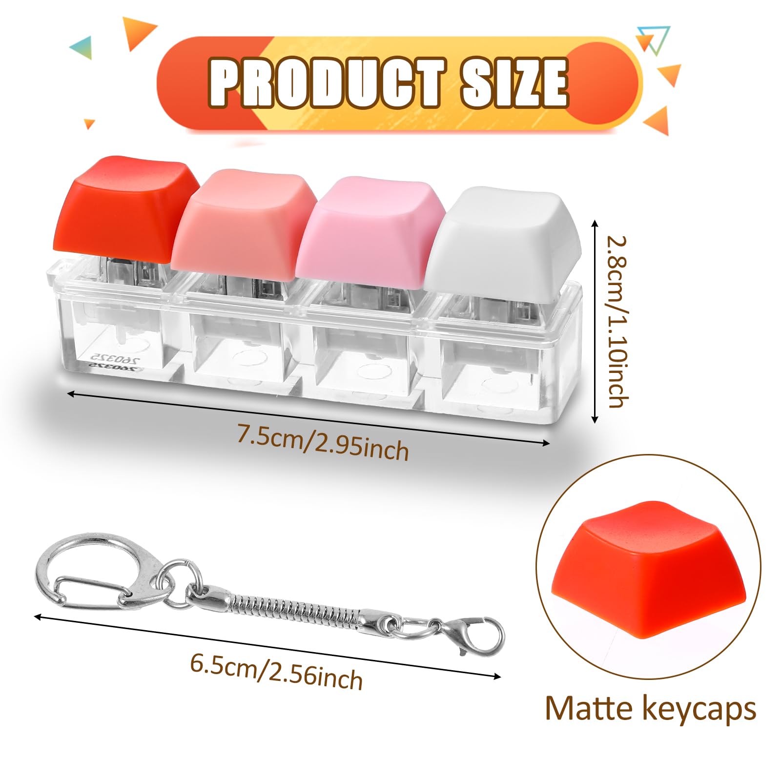 Wanmu 2Pcs Keyboard Fidget Toys, Keyboard Clicker Fidget with 3 Kinds Touch Experience - Image 2