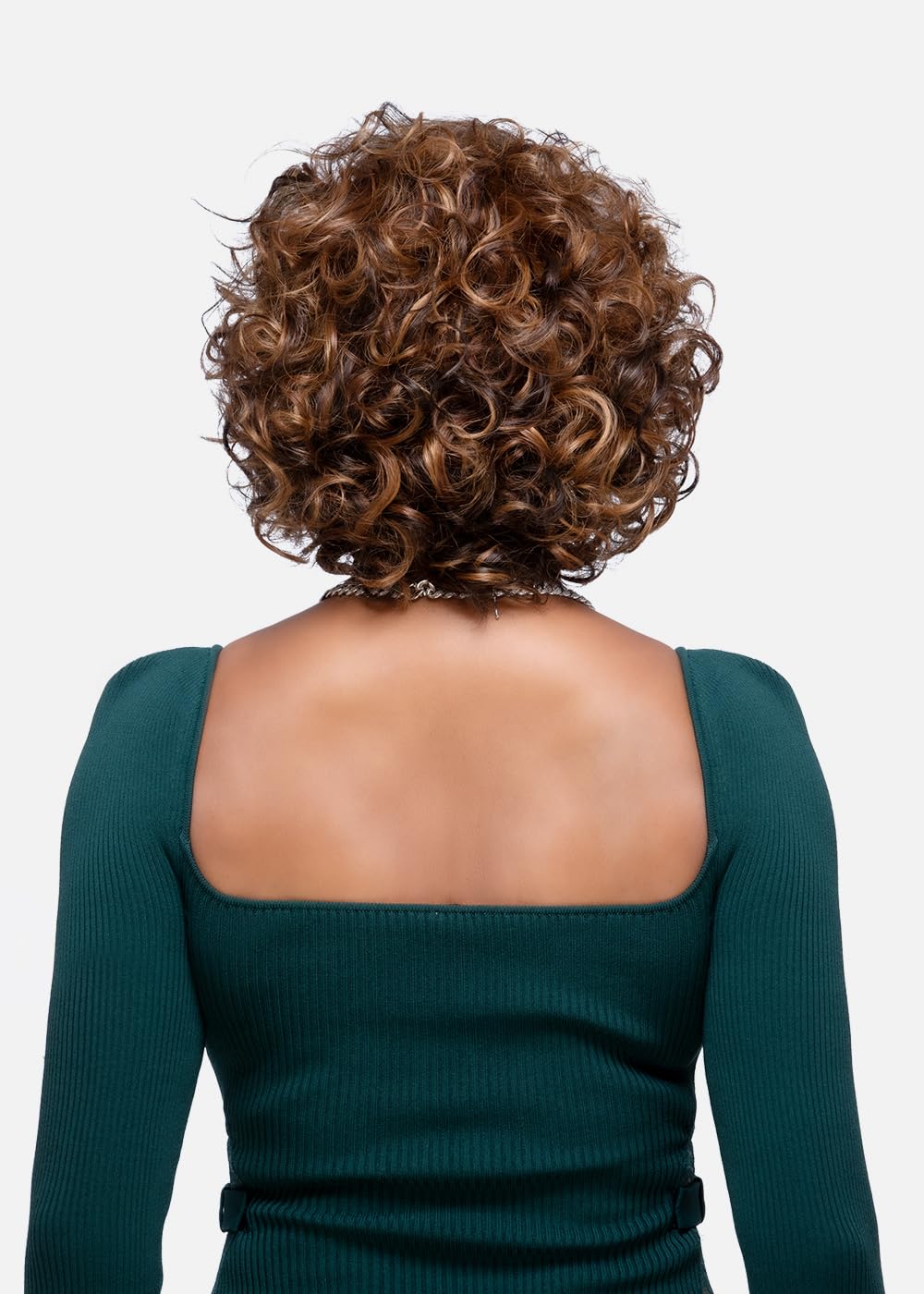Vivica A. Fox CHILLI-V, Deep Lace Front Wig, 12 Inch Medium Spiral Curl, Natural Baby Hairs, Hand-Stitched Harline Wig (Color FS4/27)