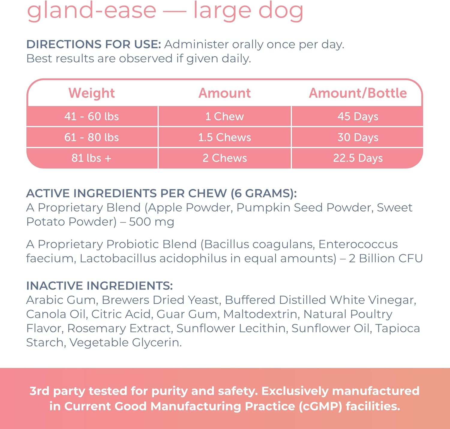 Gland-Ease Dog Canine Chews (for Large Dogs)