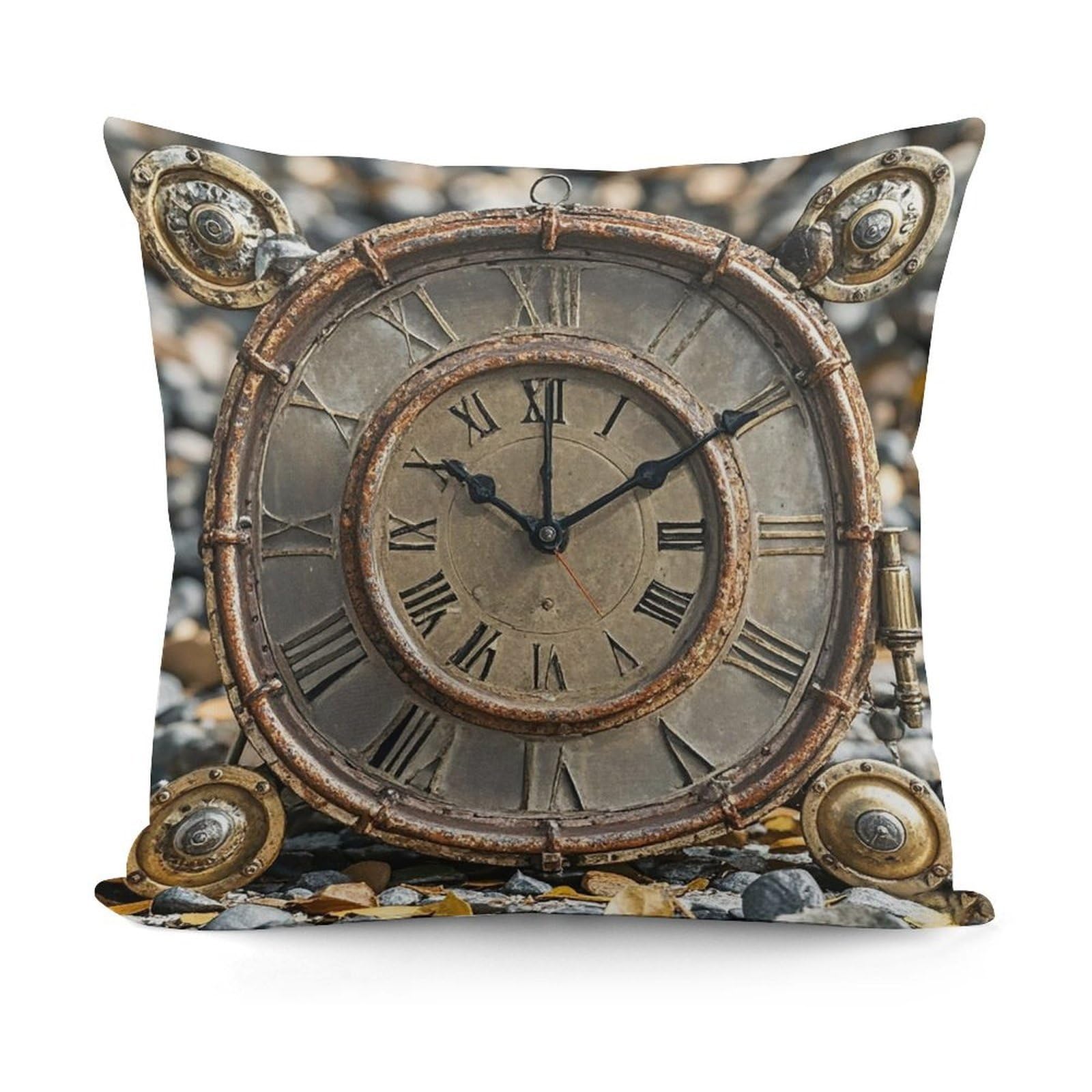 VstaDank Rusty Steampunk Clock Pillow Covers Soft Plush Decorative Square Pillow Cover Modern Breathable Pillowcases Pillowcase with Invisible Zipper 18x18 Inches for Sofa Living Room