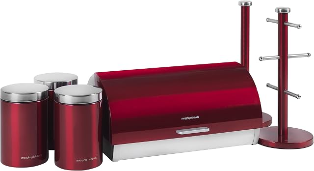 Morphy Richards 974100 Accents 6 Piece Storage Set, Stainless Steel, Red