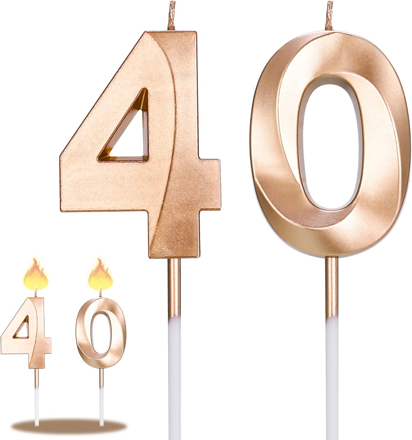 BBTO Bougies De 16e Anniversaire Bougies De Gâteau De Numéro Décoration De Gâteau Topper Happy Birthday Pour Fournitures De Fête D'anniversaire Mariage Célébration (Or Rose