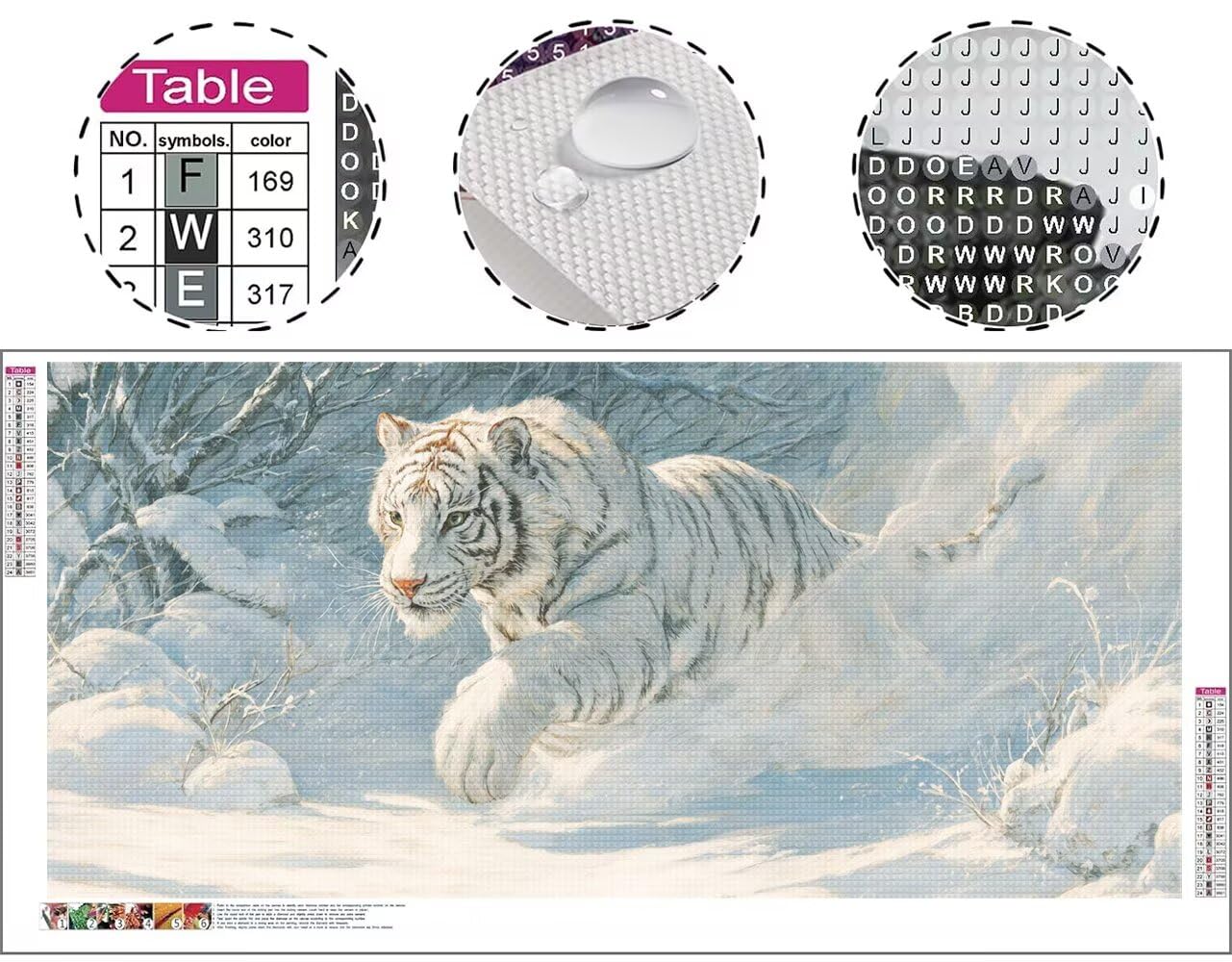 Diament Malarstwo Tygrys Diament Sztuka Rysunki Z Diamentami 70x140 cm, Obraz Diamentowy Pełny Zestaw Haft Krzyżowy DIY Mozaika Kryształ Malowanie według numerów, Dekoracje Ścienne Prezenty Zima QL830