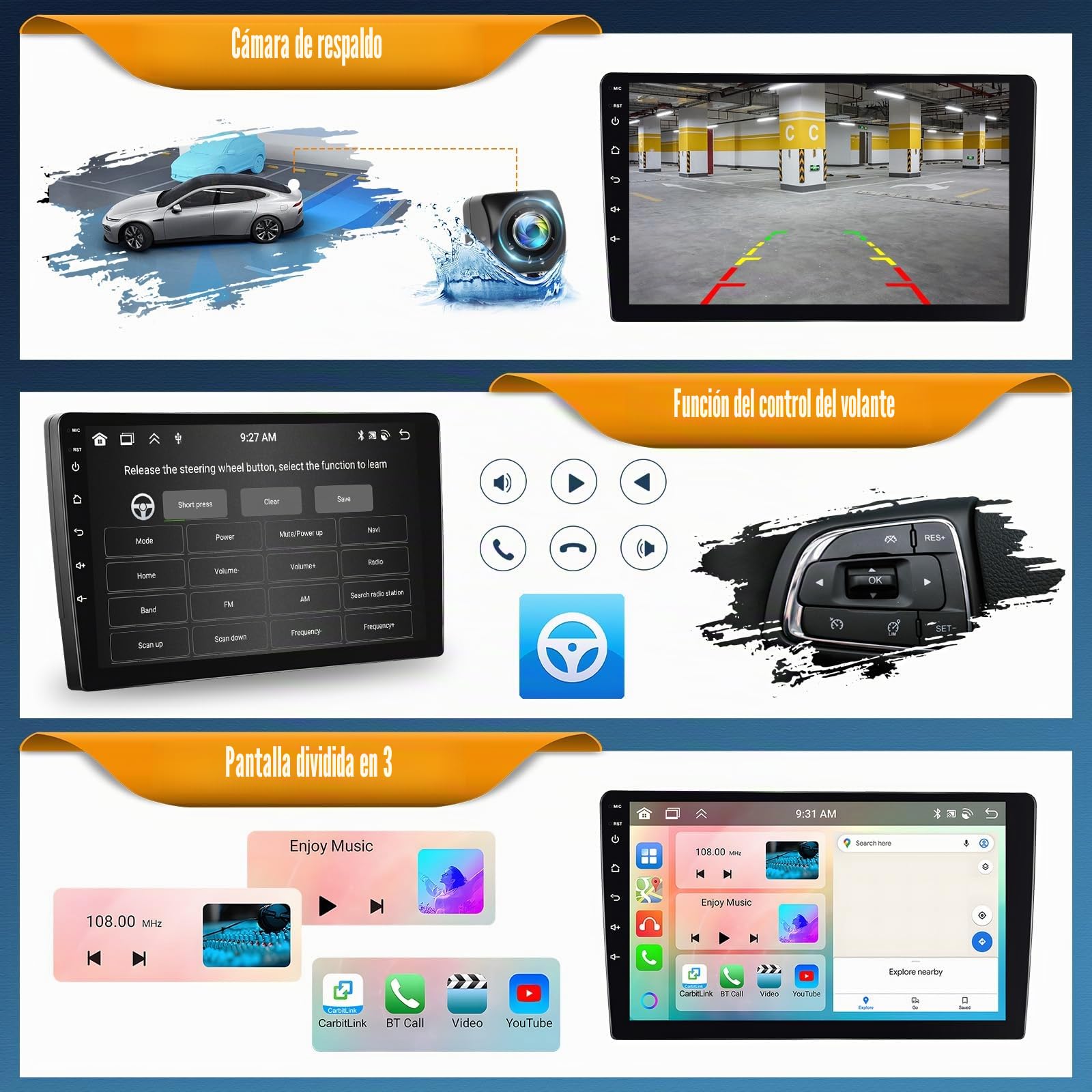 Android15, 6G+128G 8Núcleos GOHHDL Autoradio para FIAT Ducato 3/Peugeot Boxer 2/Citroën Jumper 2 2011-2022 Carplay Android Auto, Pantalla de 9 Pulgadas 2Din con GPS WiFi BT FM/RDS DSP SWC Cámara