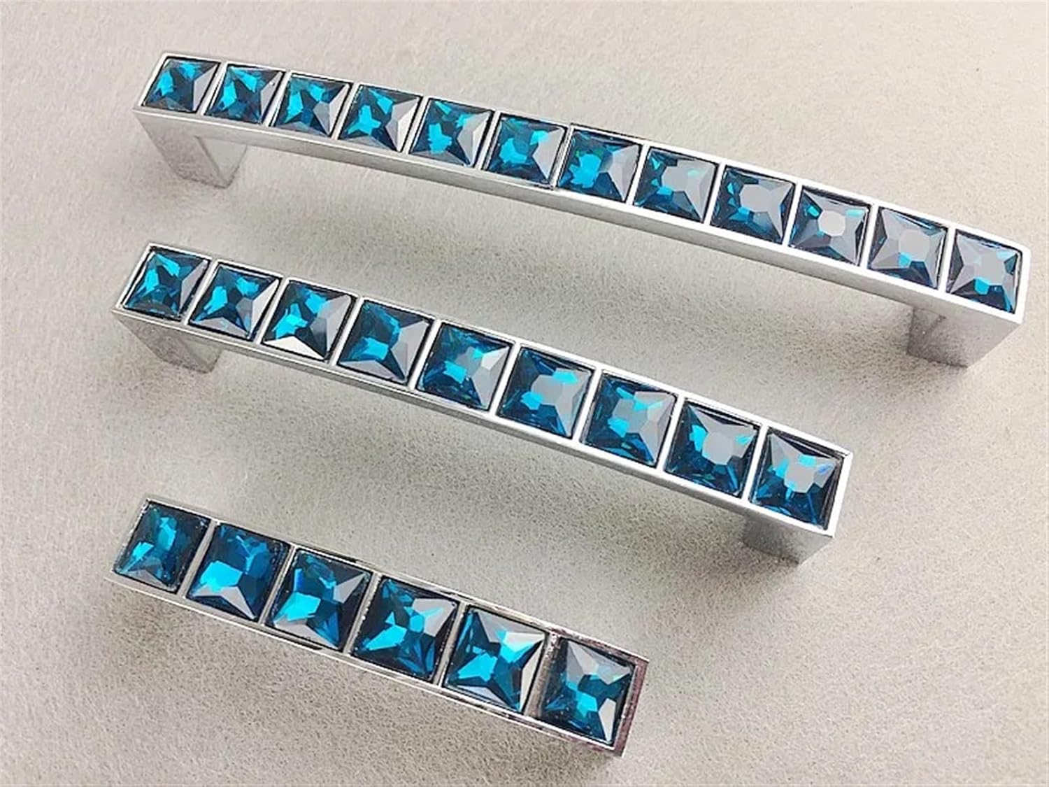 Crystal Glass Diamond Handle Furniture Hardware Sliding Door Drawer Wardrobe Kitchen Cabinets Cupboard Dresser Pulls 2Pcs(128mm)