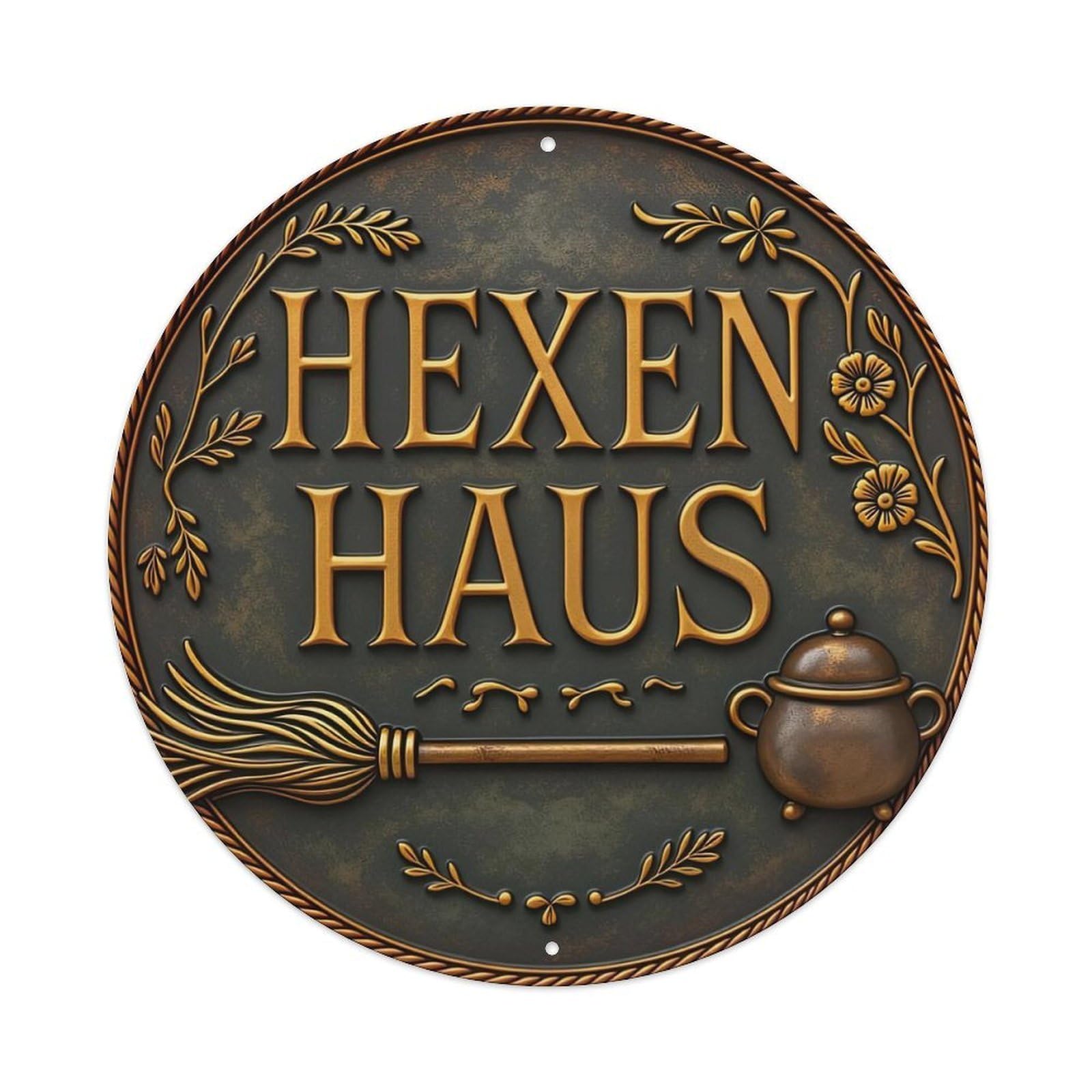 Witches House Witches Cauldron Broom Metal Tin Sign