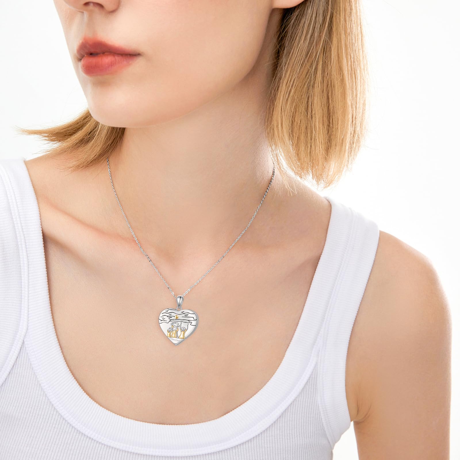 Mutter Tochter Kette für Damen 925 Sterling Silber Liebe Herz Halskette/Foto Medaillon zum Öffnen mit Bild Anhänger Schmuck Geschenke für Mama Kind